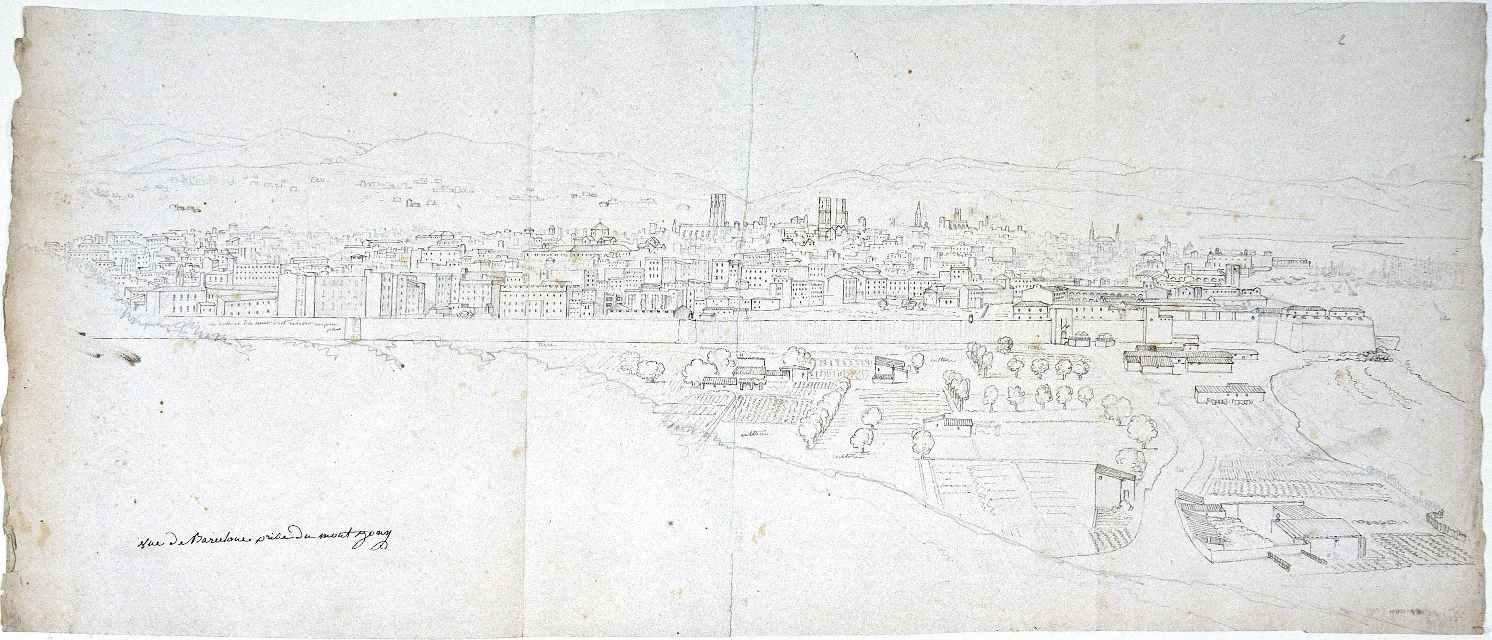 image for: Jacques Moulinier - Vista panoràmica de Barcelona des de la muntanya de Montjuïc - Cap a 1801-1803