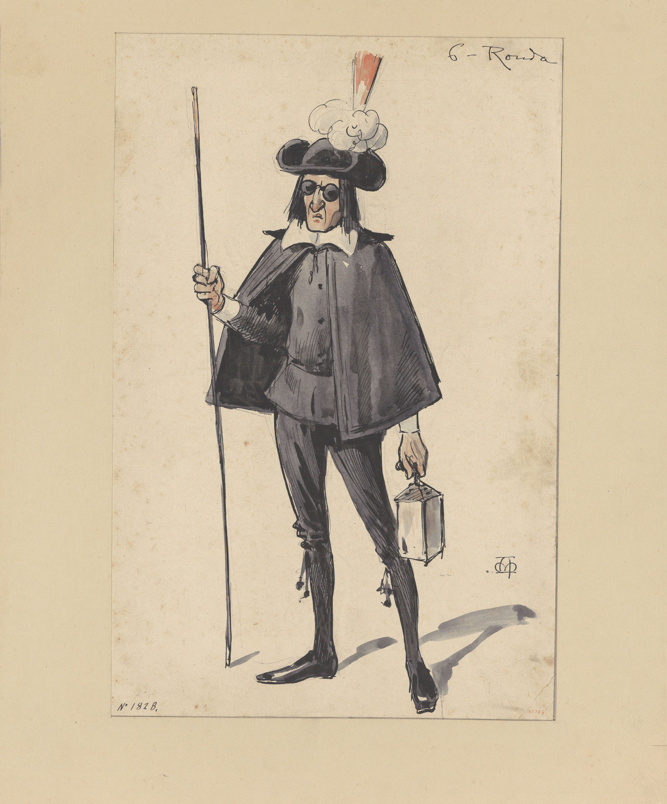 image for: Apel·les Mestres - Ronda (figurí de teatre) - Cap a 1906