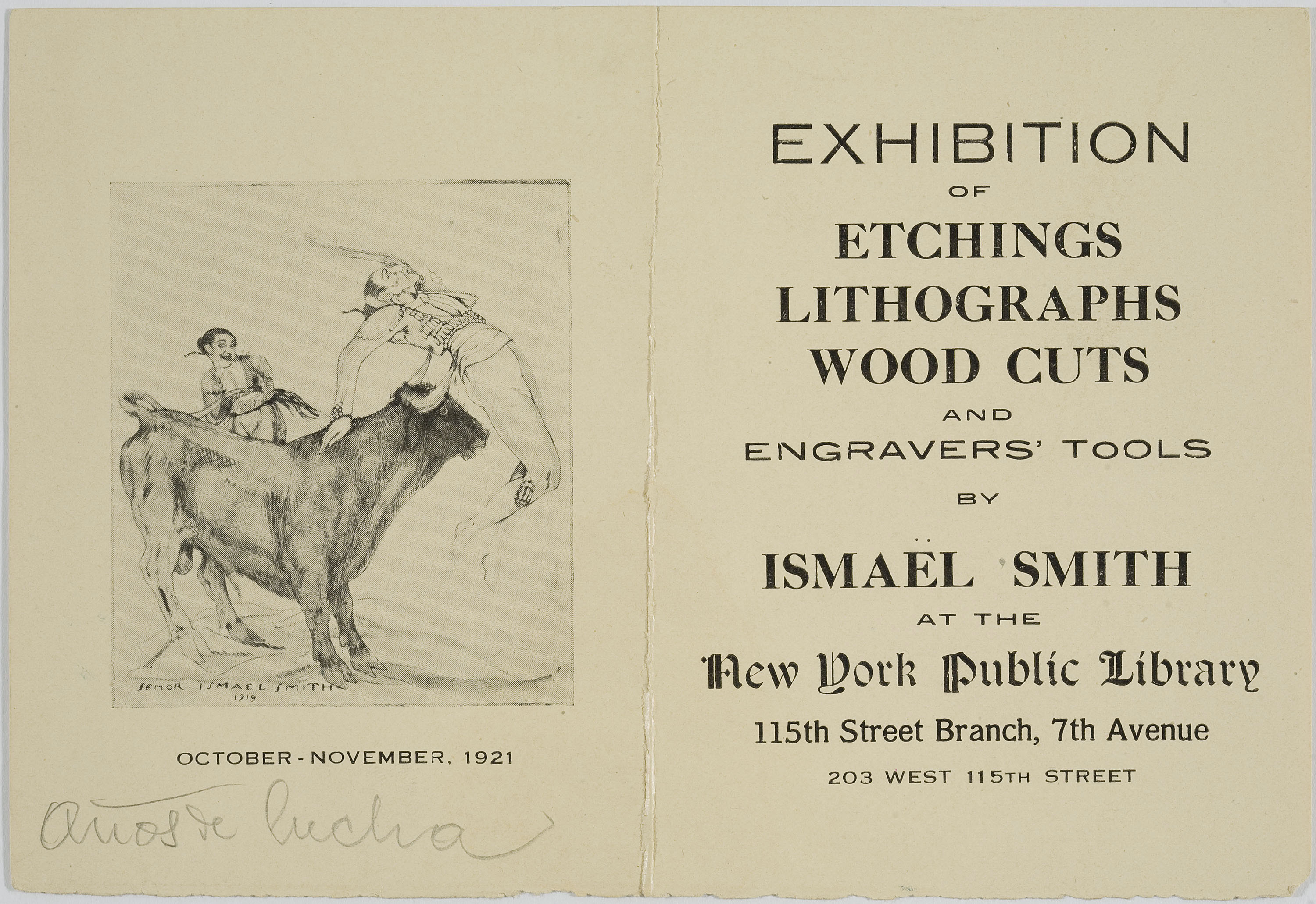 image for: Ismael Smith - Exhibition of etchings litographs wood cuts and engravers&#039;tools by Ismael Smith at the New York Public Library - 1921