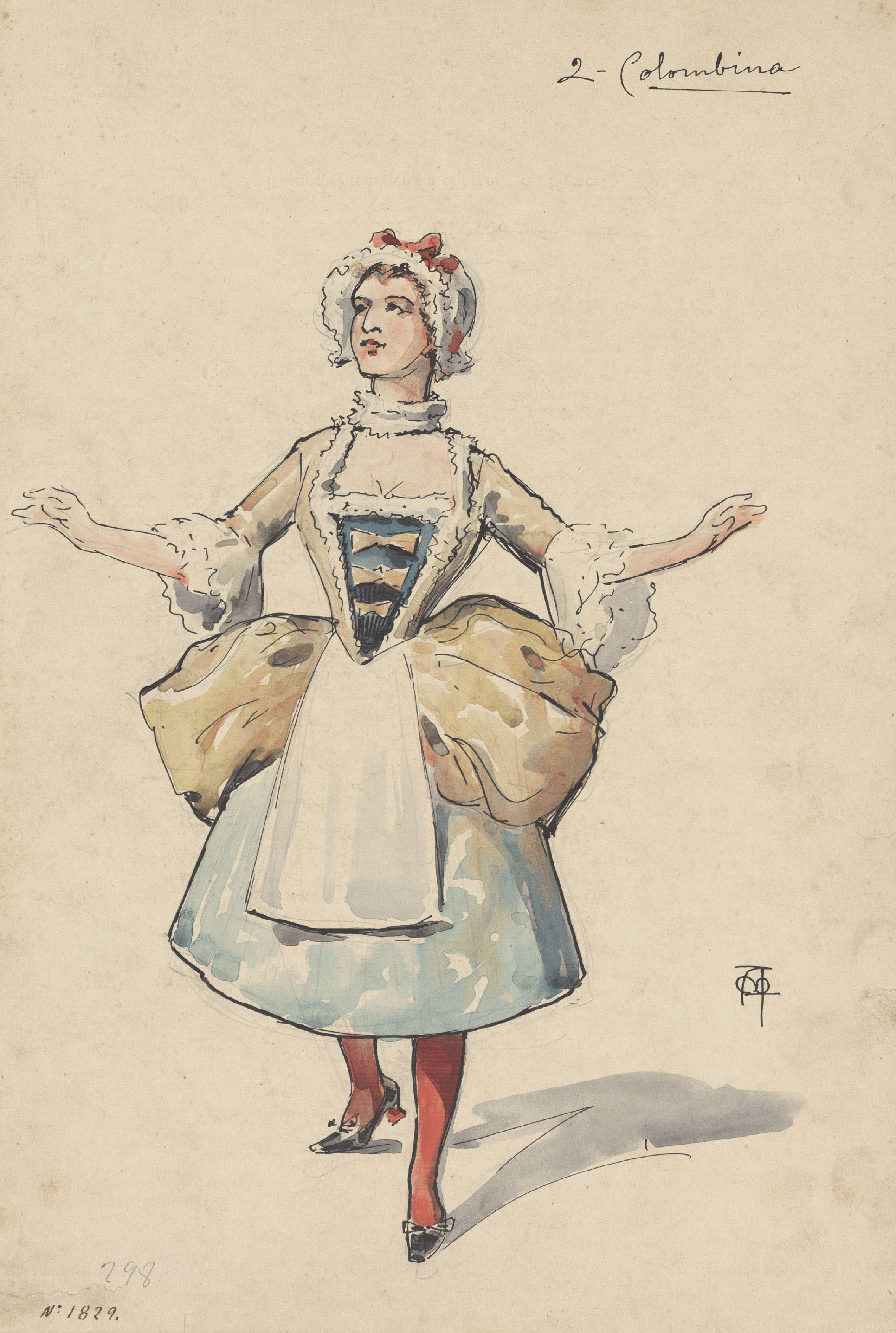 image for: Apel·les Mestres - Colombina (figurí de teatre) - Cap a 1906