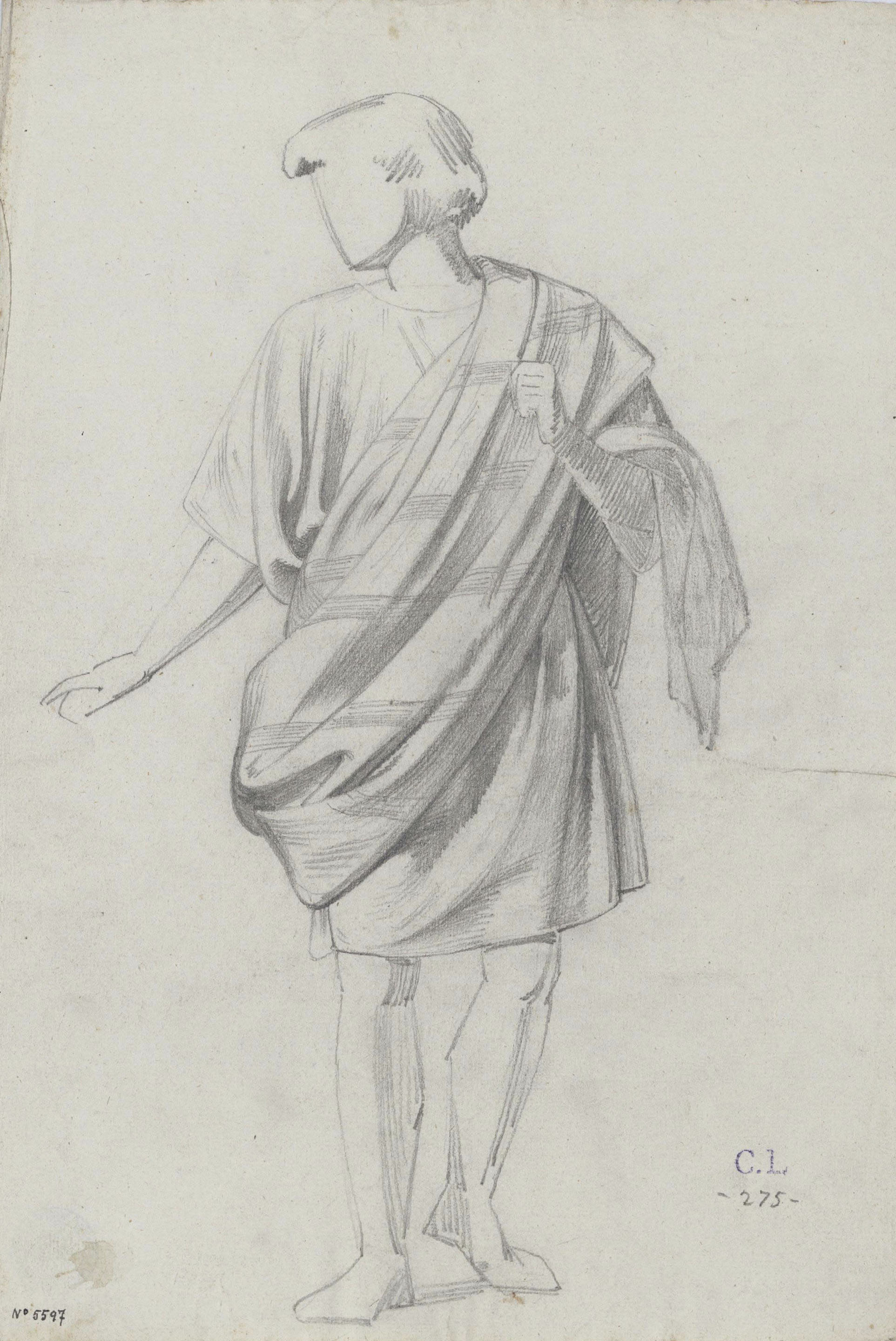 image for: Claudi Lorenzale - Estudi de figura masculina - Cap a 1850-1870