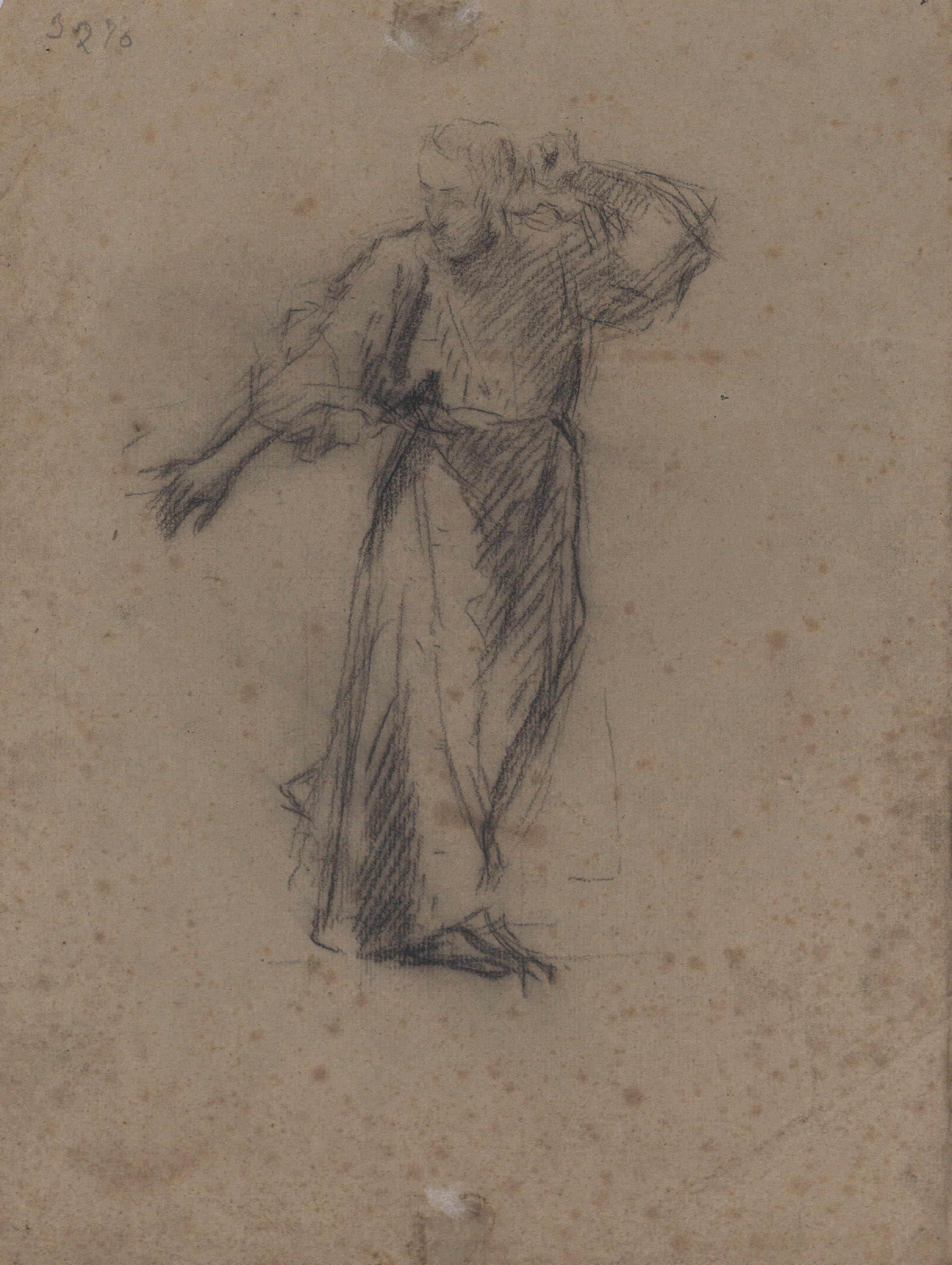 image for: Antoni Caba - Estudi de figura per a la pintura «Penediment de Judes» (anvers) / Estudi de figura per a la pintura «Penediment de Judes» (revers) - Cap a 1874 [1]