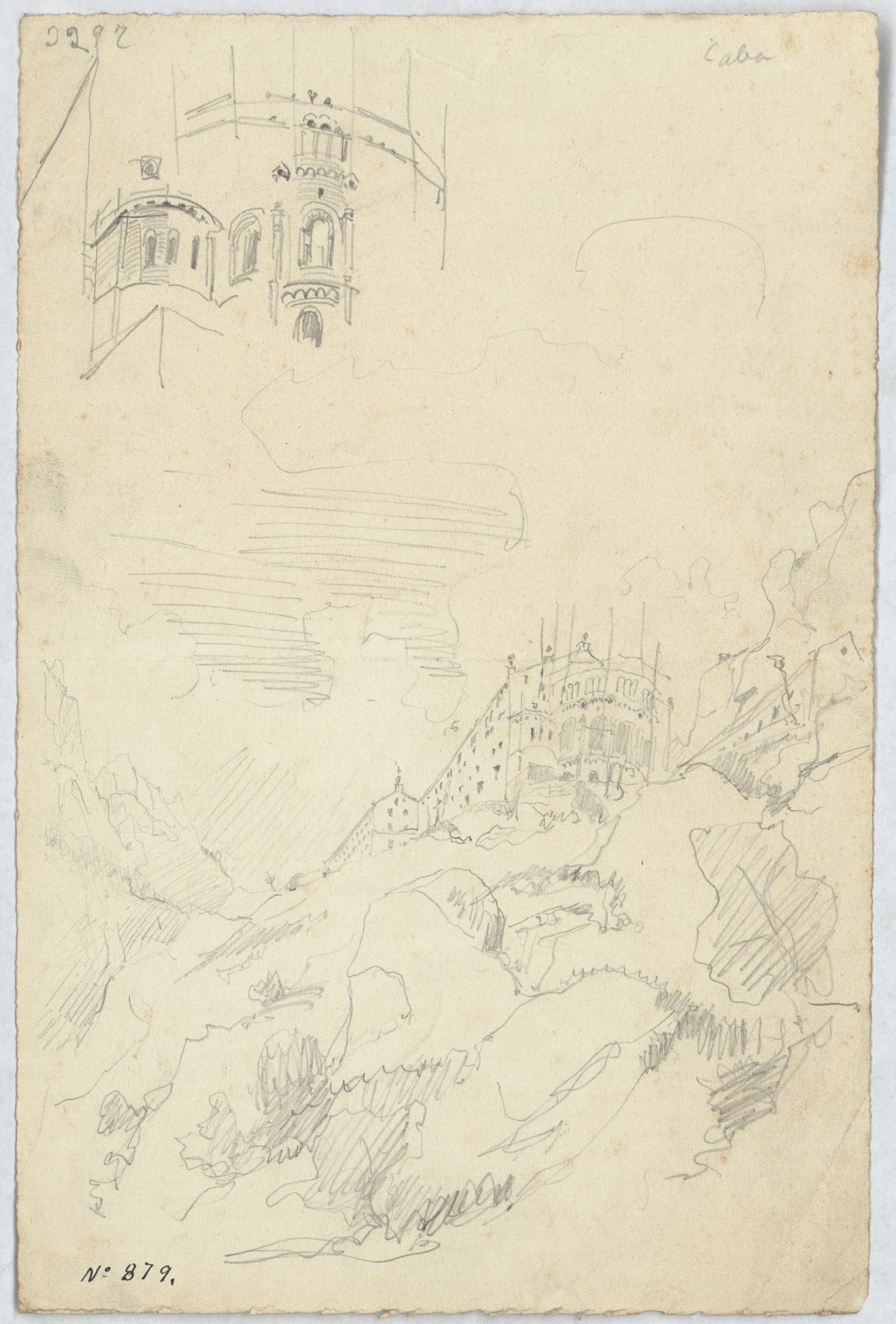 image for: Antoni Caba - Apunts de Montserrat (anvers) / Croquis de la muntanya de Montserrat [?] (revers) - Cap a 1860-1870