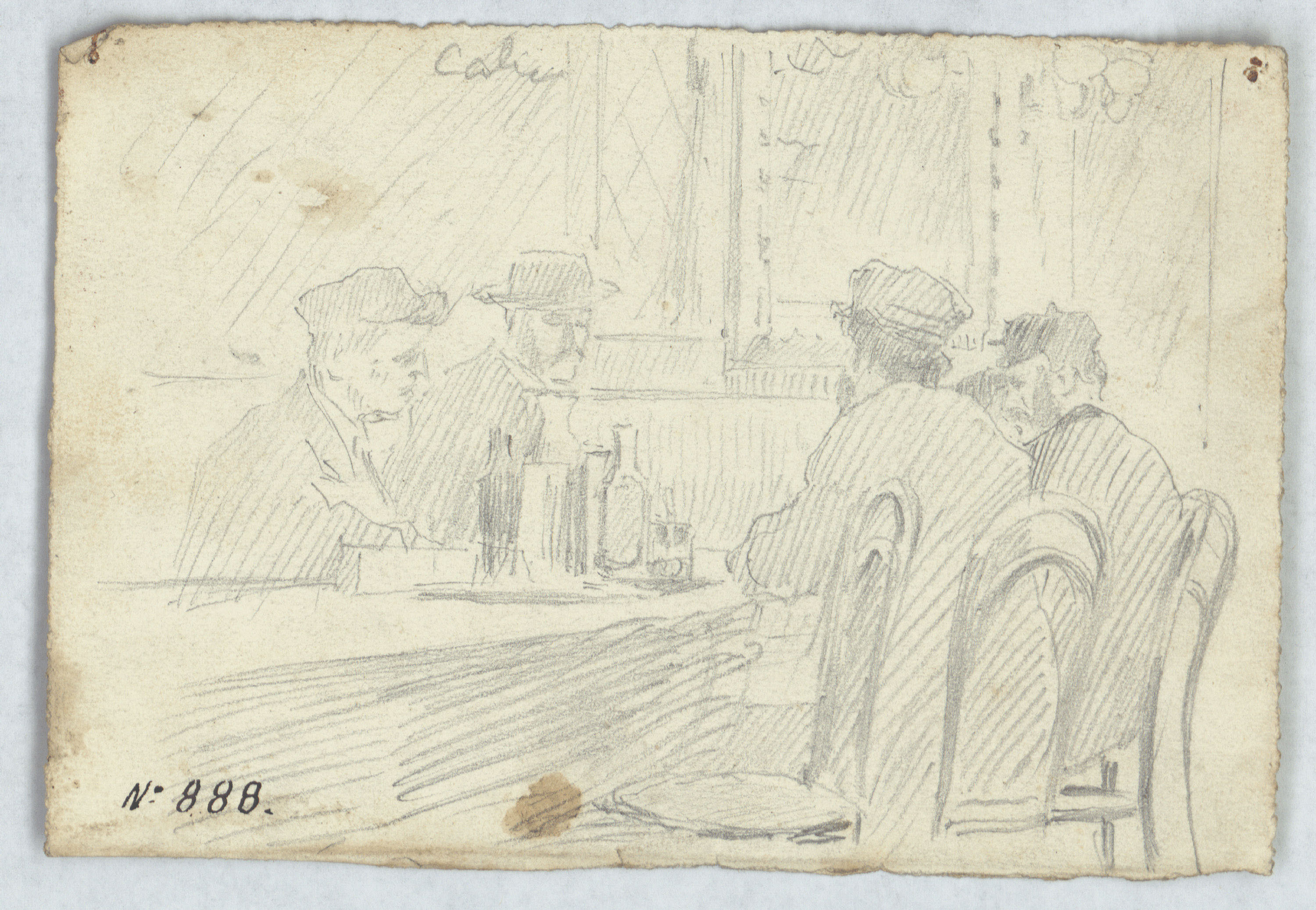 image for: Antoni Caba - Al cafè (anvers) / Estudi de figura masculina (revers) - Cap a 1860-1870