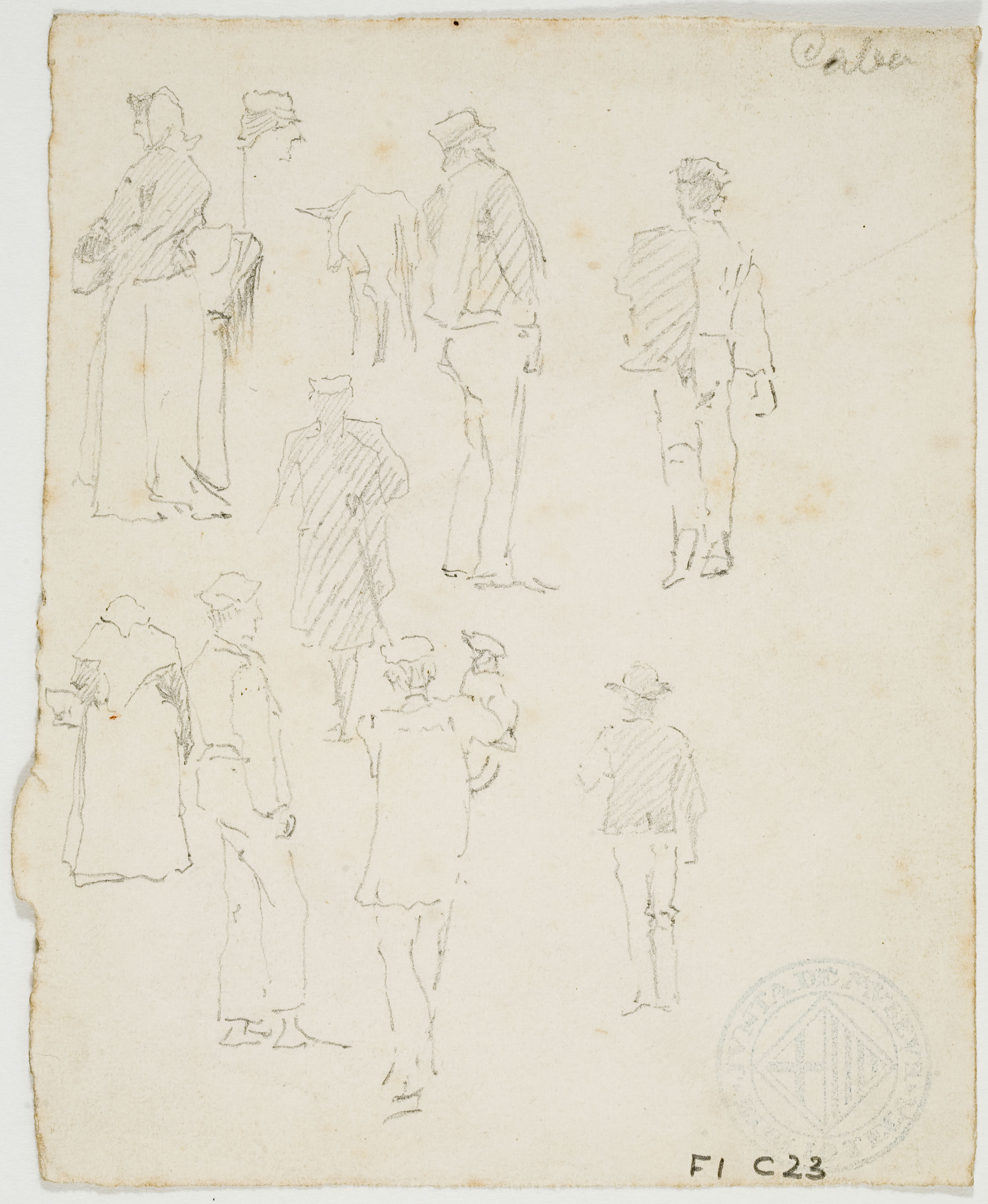 image for: Antoni Caba - Apunts de figures (còpia de gravats de Paul Gavarni) (anvers) / Apunts de figures (revers) - Cap a 1860-1870 [1]