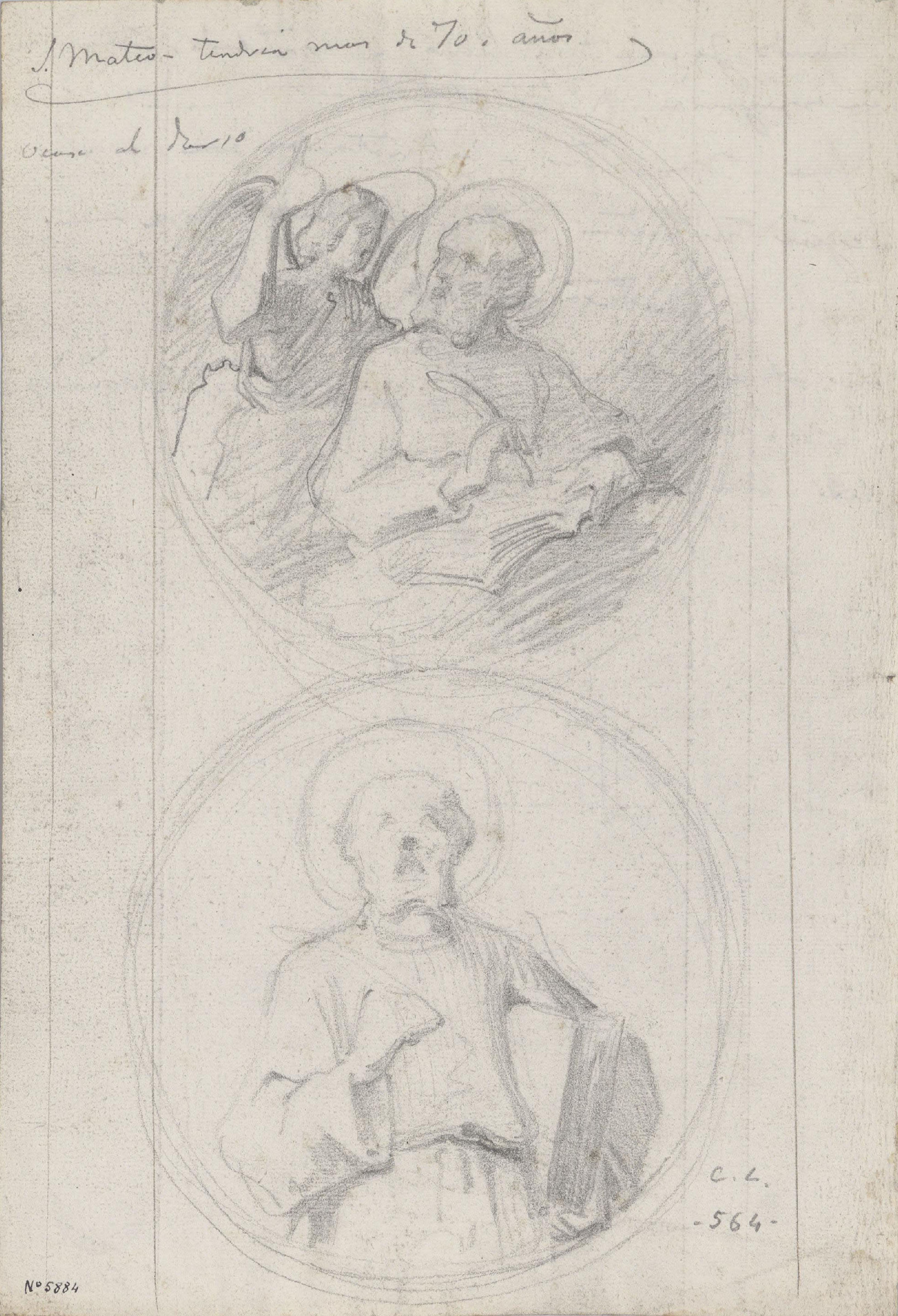 image for: Claudi Lorenzale - Dos medallons amb la figura de sant Mateu - Cap a 1850-1870