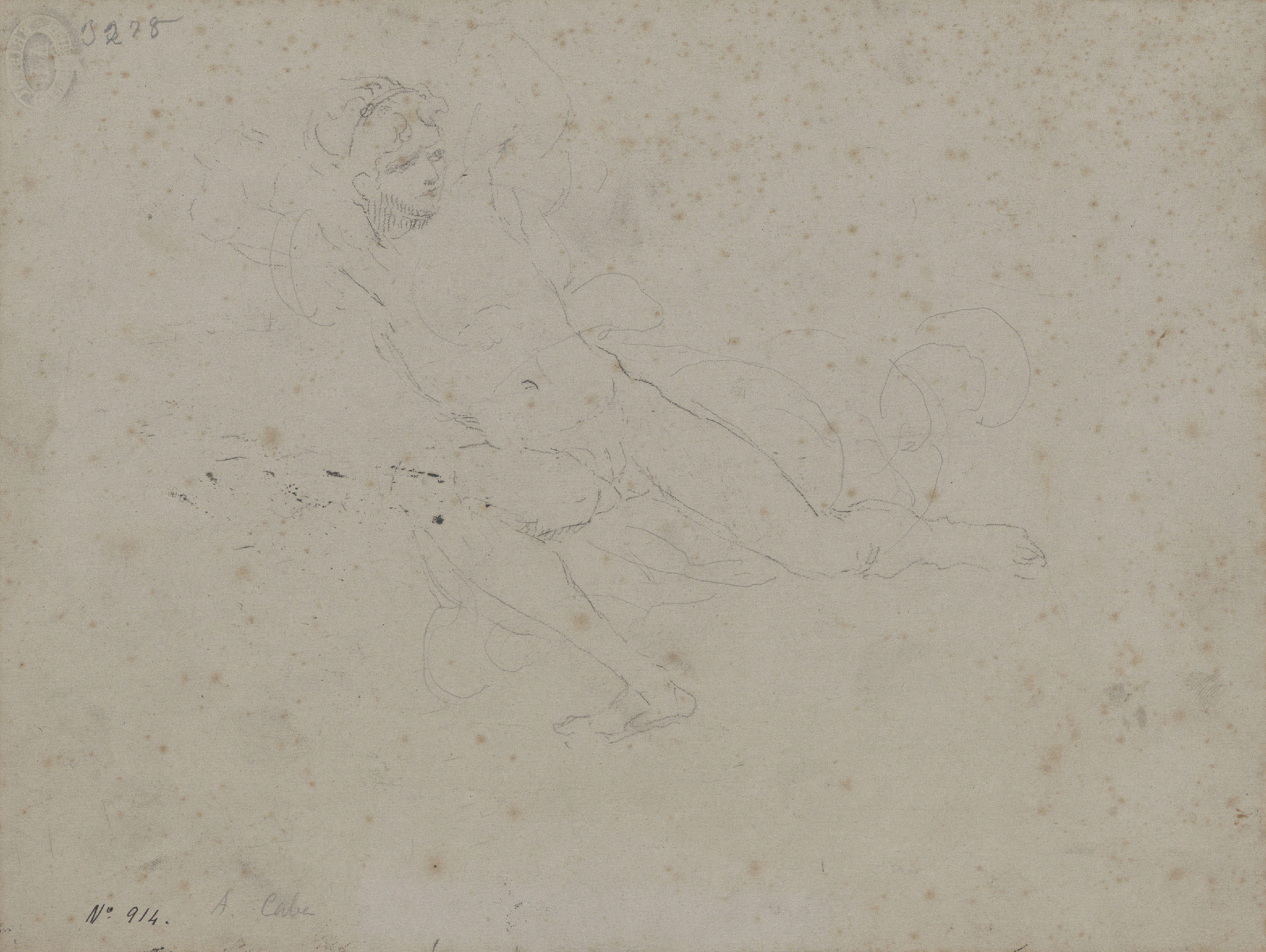 image for: Antoni Caba - Estudi de nu femení per a una pintura (anvers) / Croquis de figures per a una pintura (revers) - Cap a 1860-1880