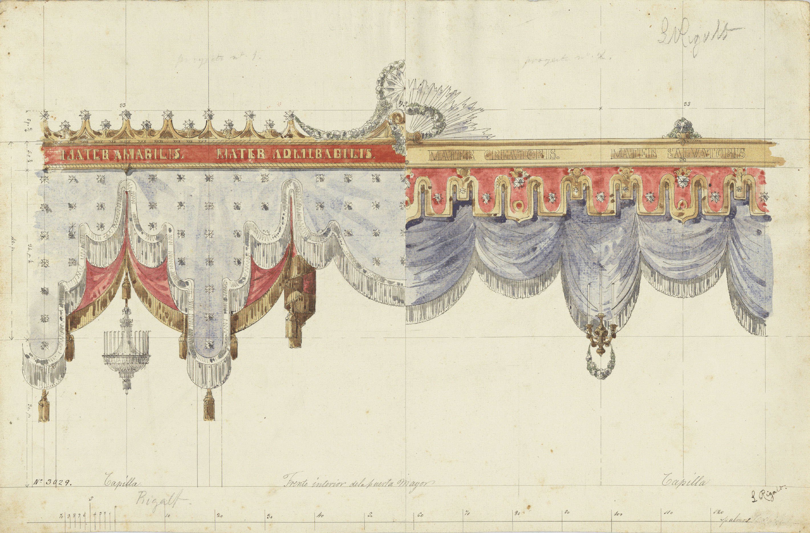 image for: Lluís Rigalt - Decoració per a la porta major de l&#039;església de la Mercè de Barcelona - Cap a 1850