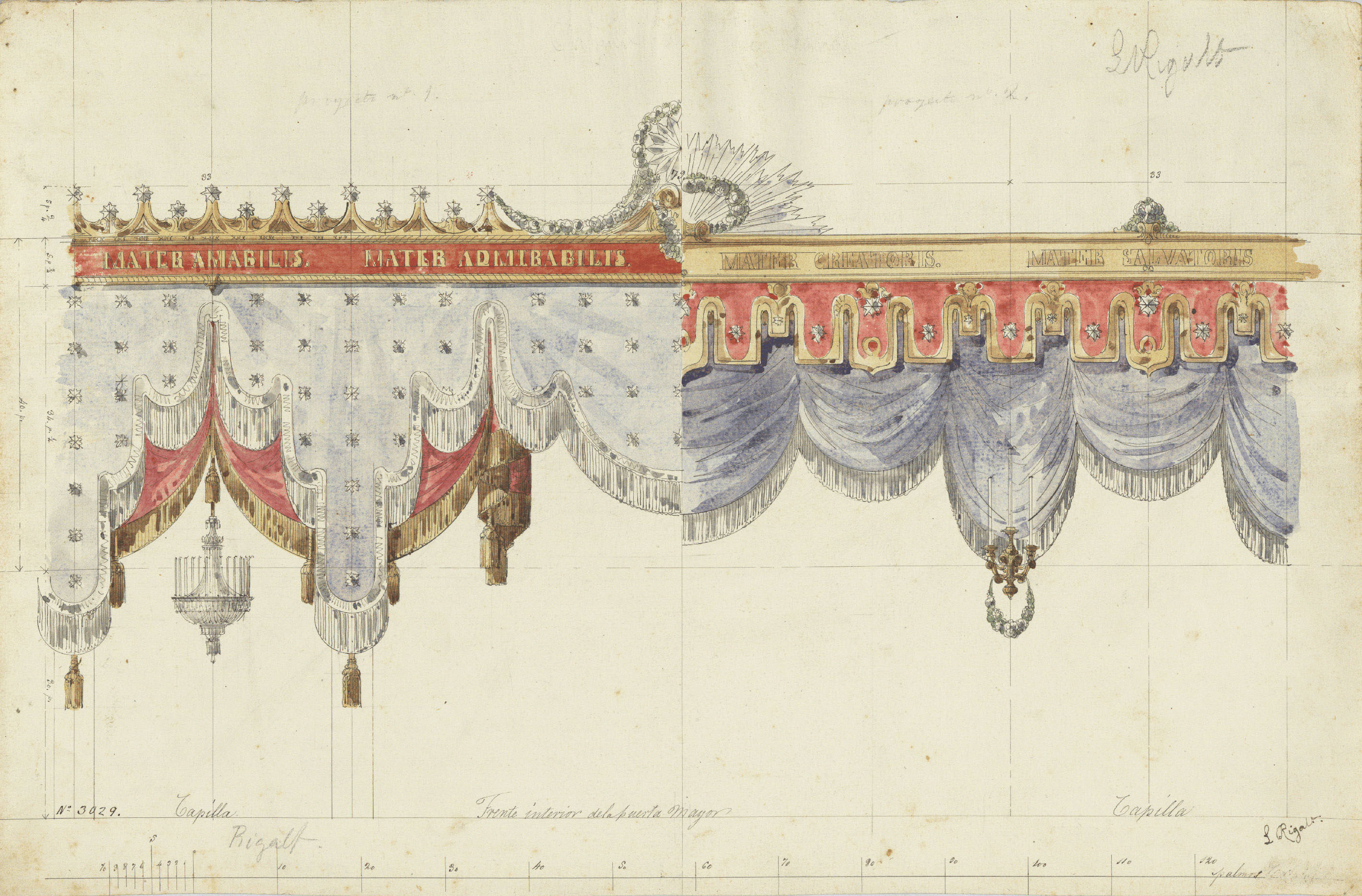 image for: Lluís Rigalt - Decoració per a la porta major de l&#039;església de la Mercè de Barcelona - Cap a 1850