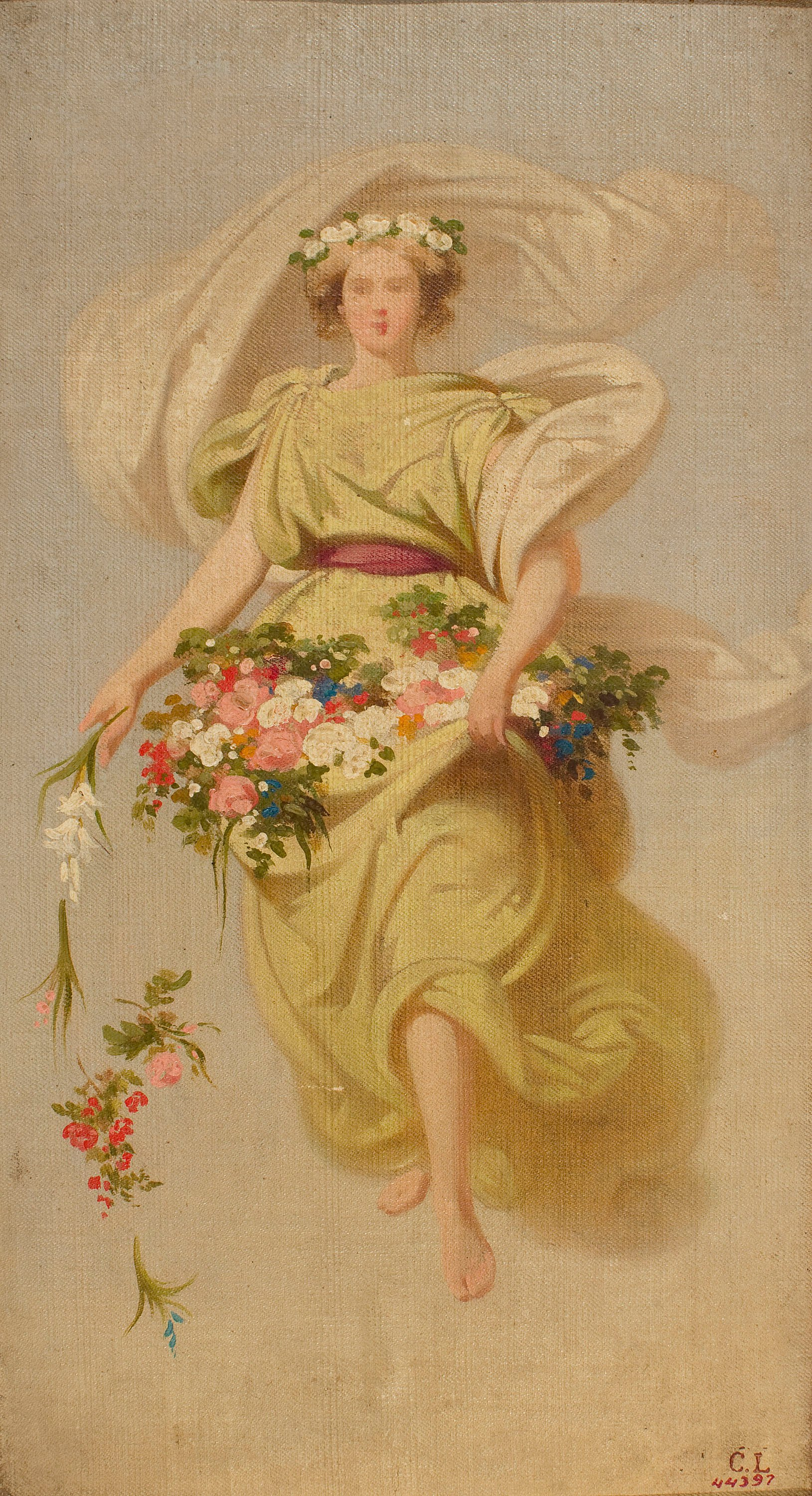 image for: Claudi Lorenzale - Esbós per a «Al·legoria de la Primavera» - Cap a 1847