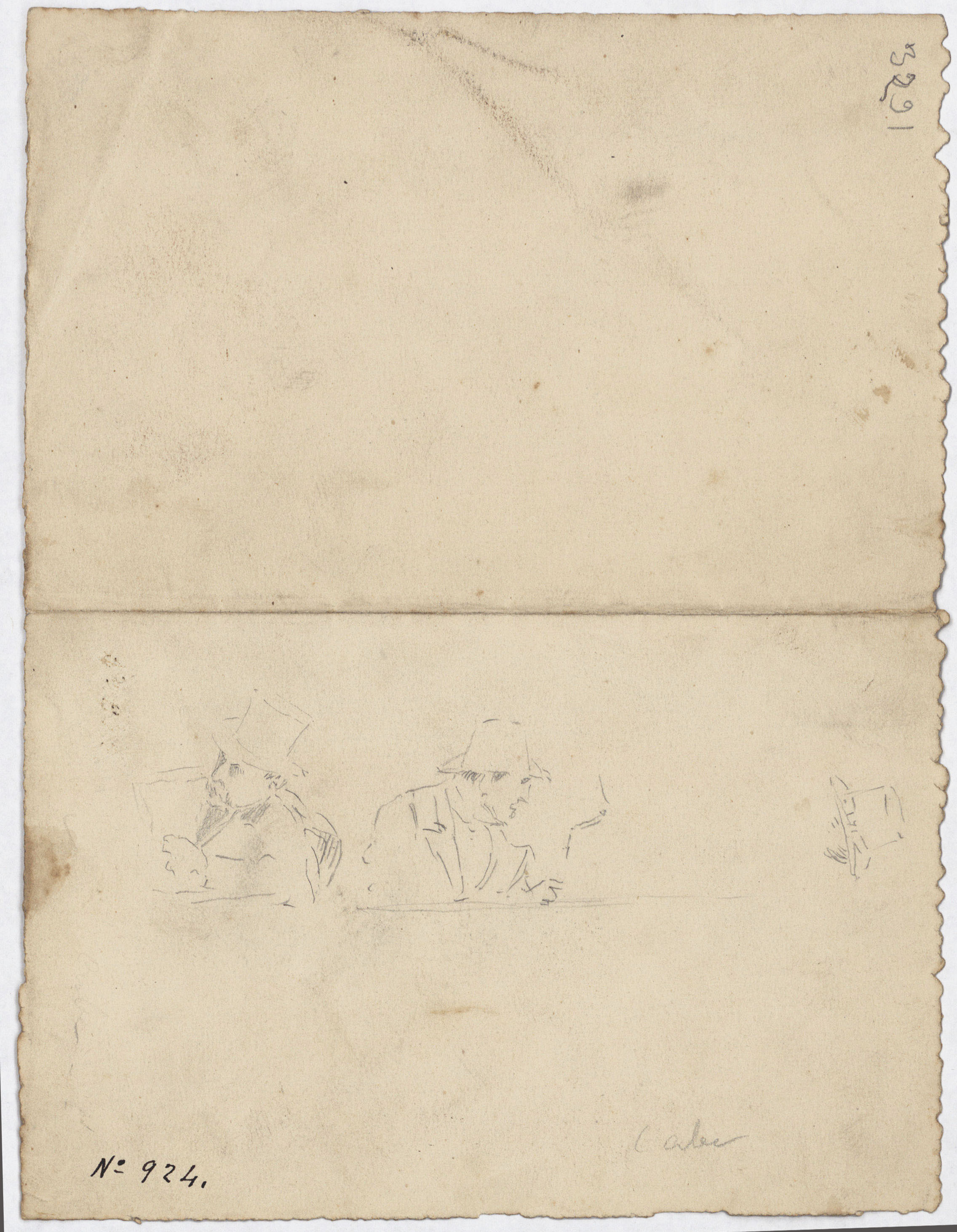 image for: Antoni Caba - Apunts de figures (anvers) / Croquis de figures i figura de torero (revers) - Cap a 1860-1870