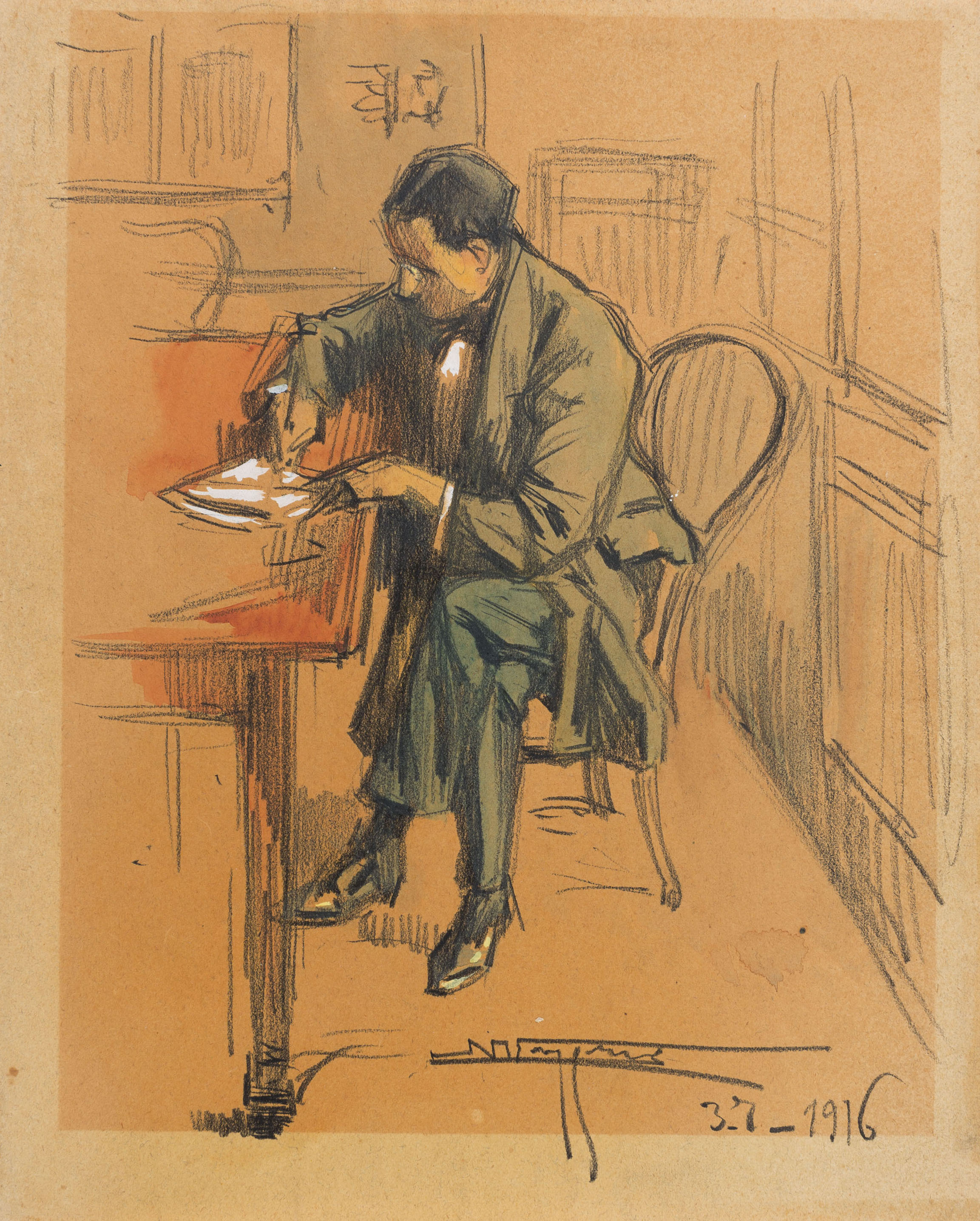 image for: Nicanor Vázquez - Home escrivint - 1916