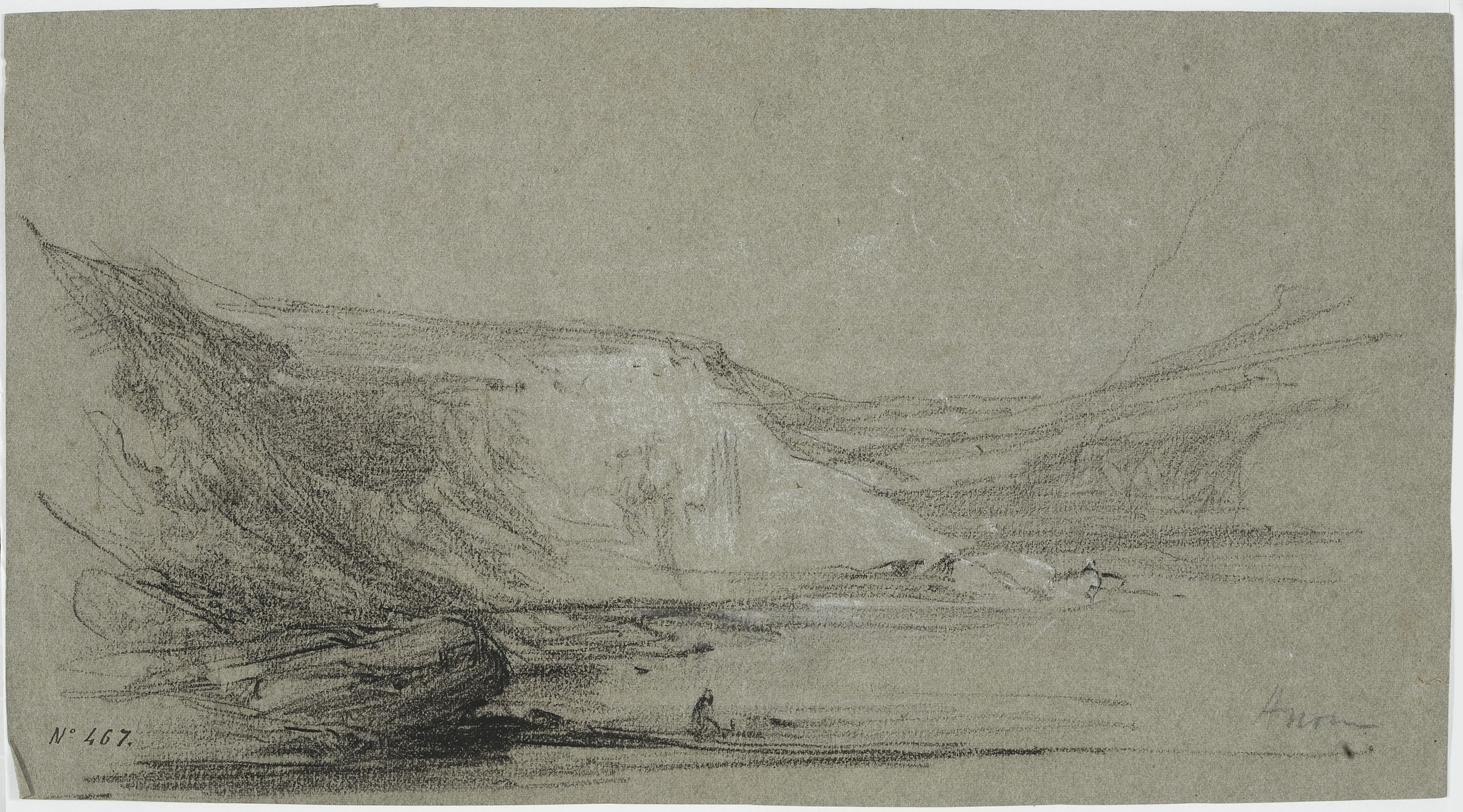 image for: Ramon Martí i Alsina - Paisatge (anvers) / Fragment de figura (revers) - Cap a 1870-1875