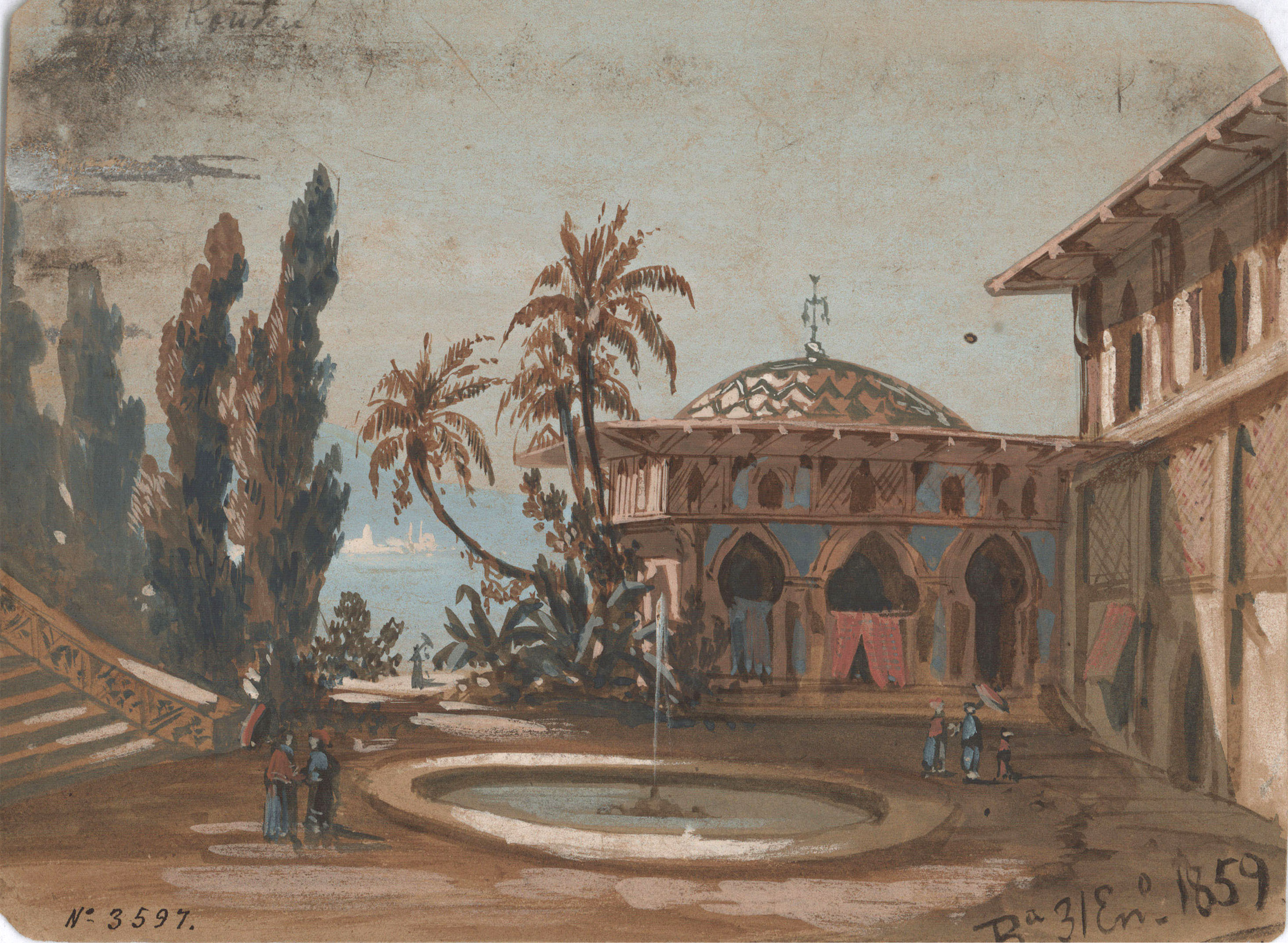 image for: Francesc Soler Rovirosa - Jardí d&#039;un pavelló turc (escenografia) - 31 de gener de 1859