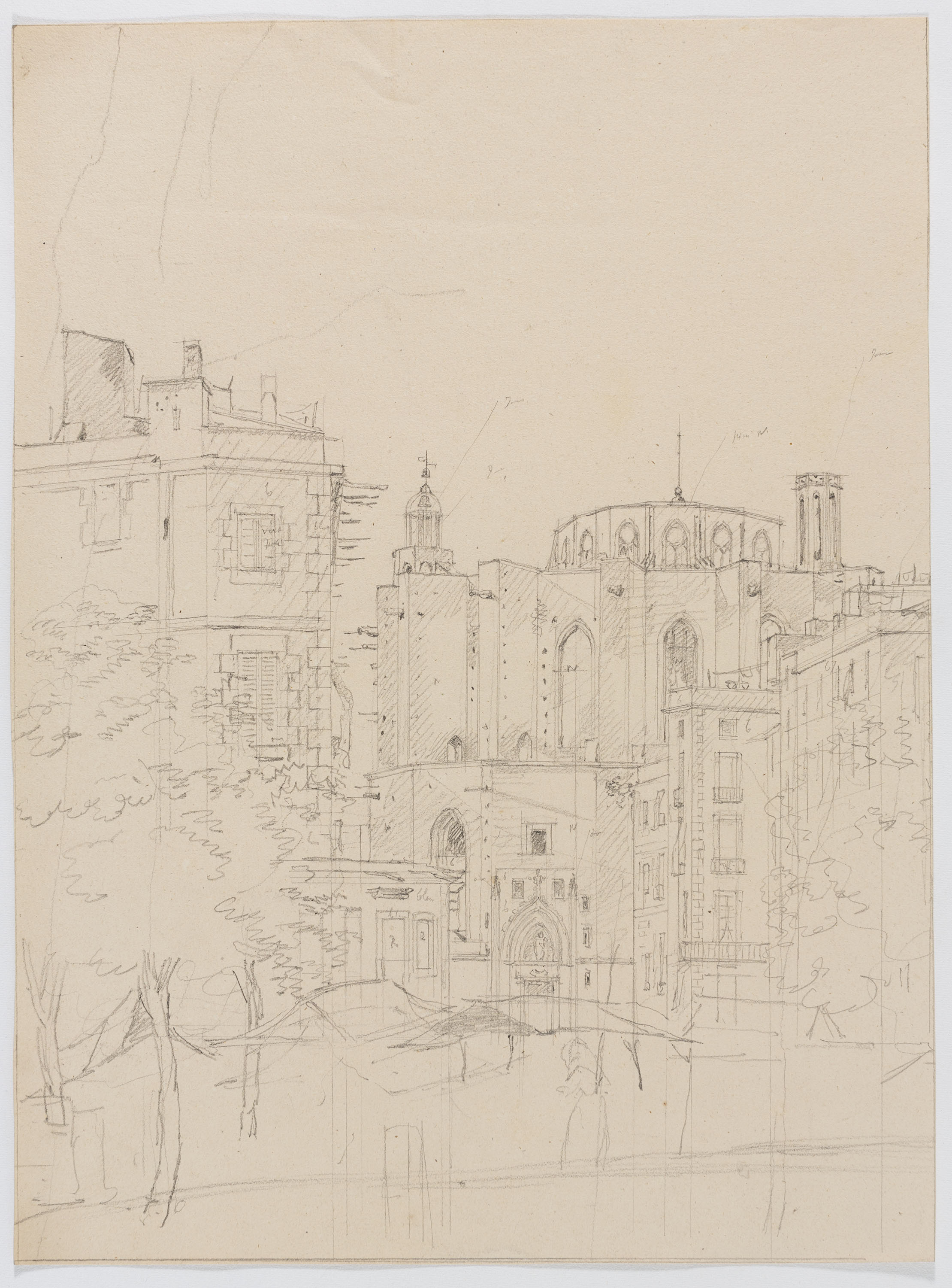 image for: Adolphe Hedwige Alphonse Delamare - Santa Maria del Mar des del Passeig Nou o de l’Esplanada a Barcelona - 1826