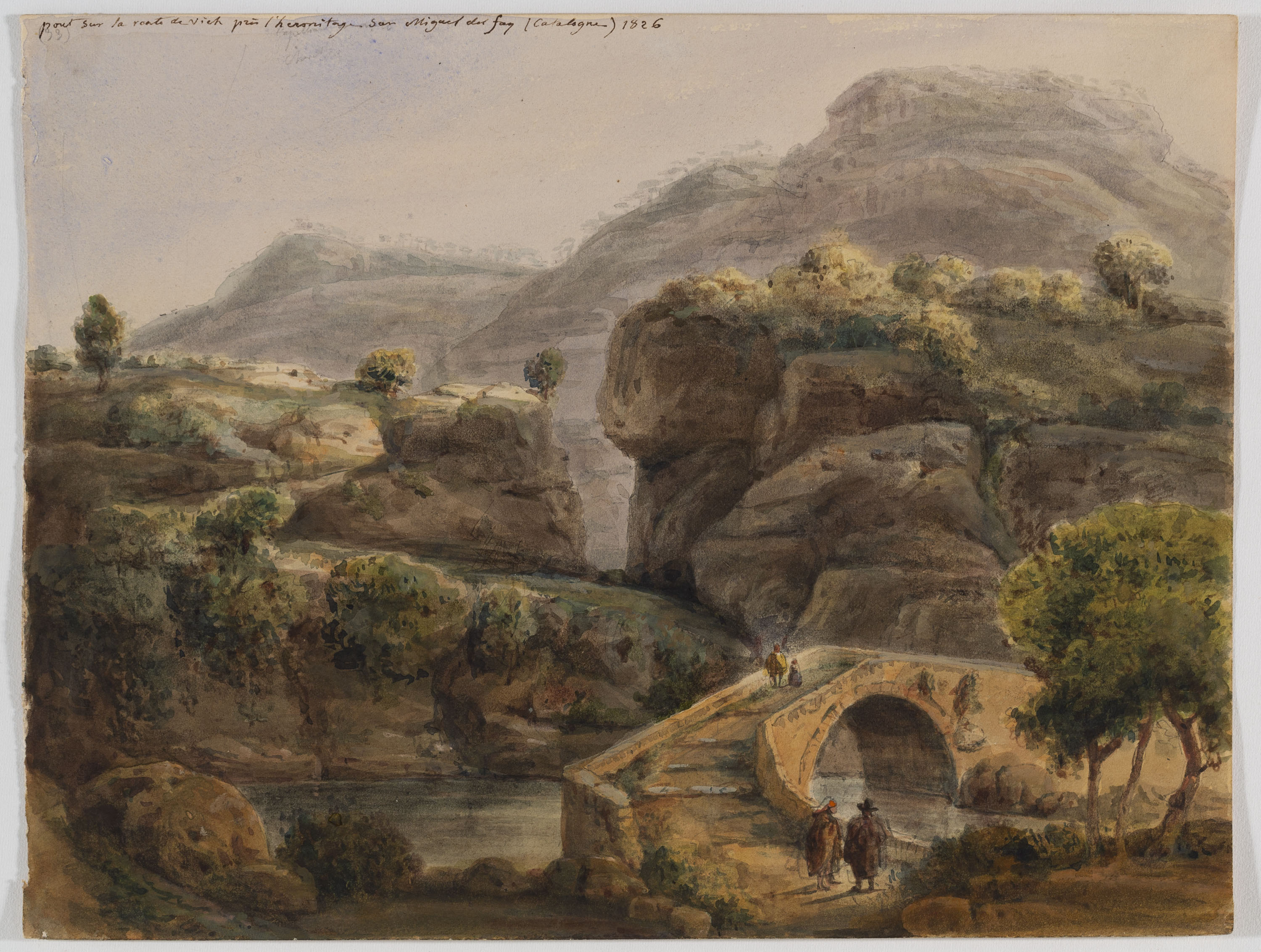 image for: Adolphe Hedwige Alphonse Delamare - Pont sobre el riu Rossinyol a Sant Miquel del Fai - 1826