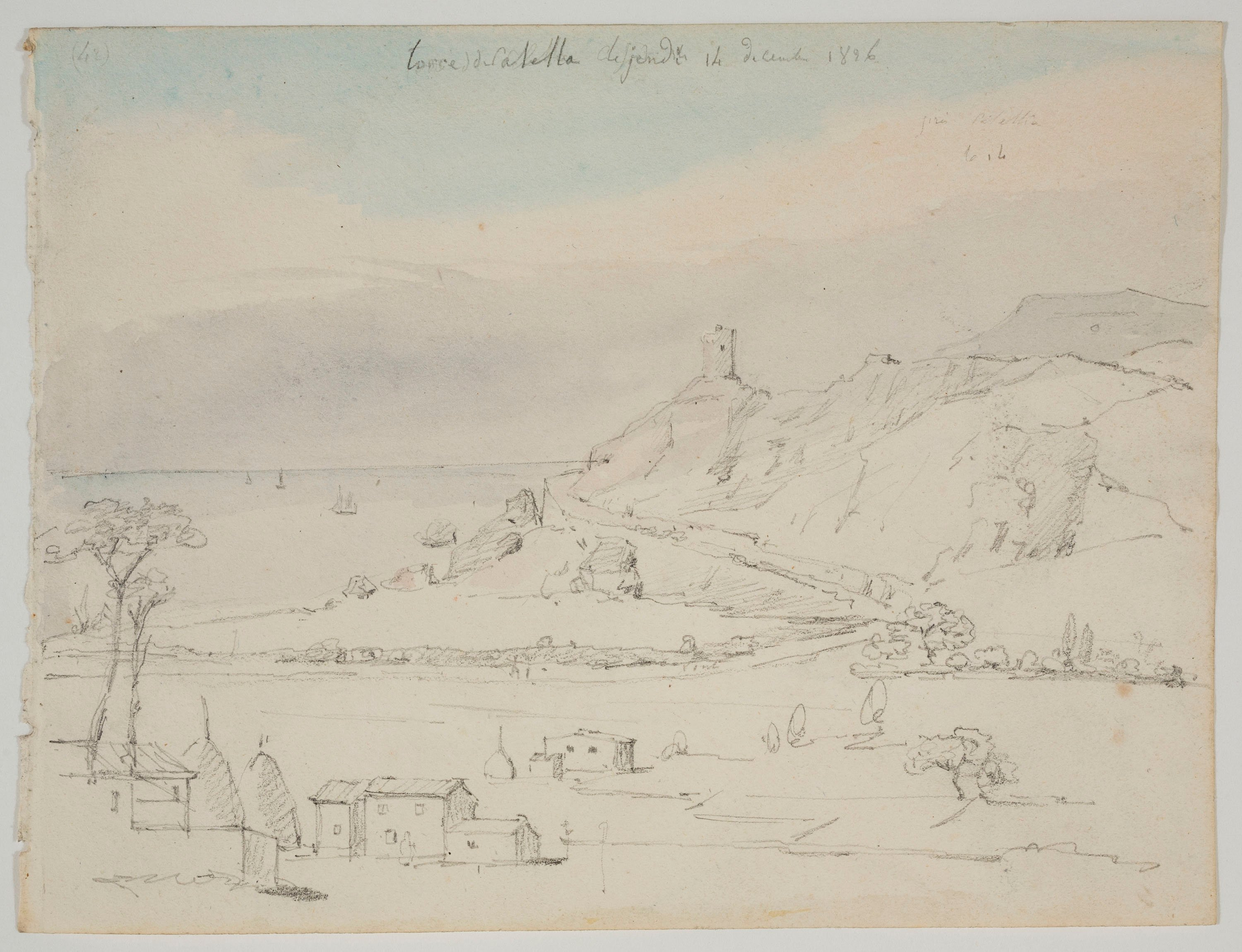 image for: Adolphe Hedwige Alphonse Delamare - Torre de Calella (anvers) / Capot de pastor (revers) - Dijous, 14 de desembre de 1826