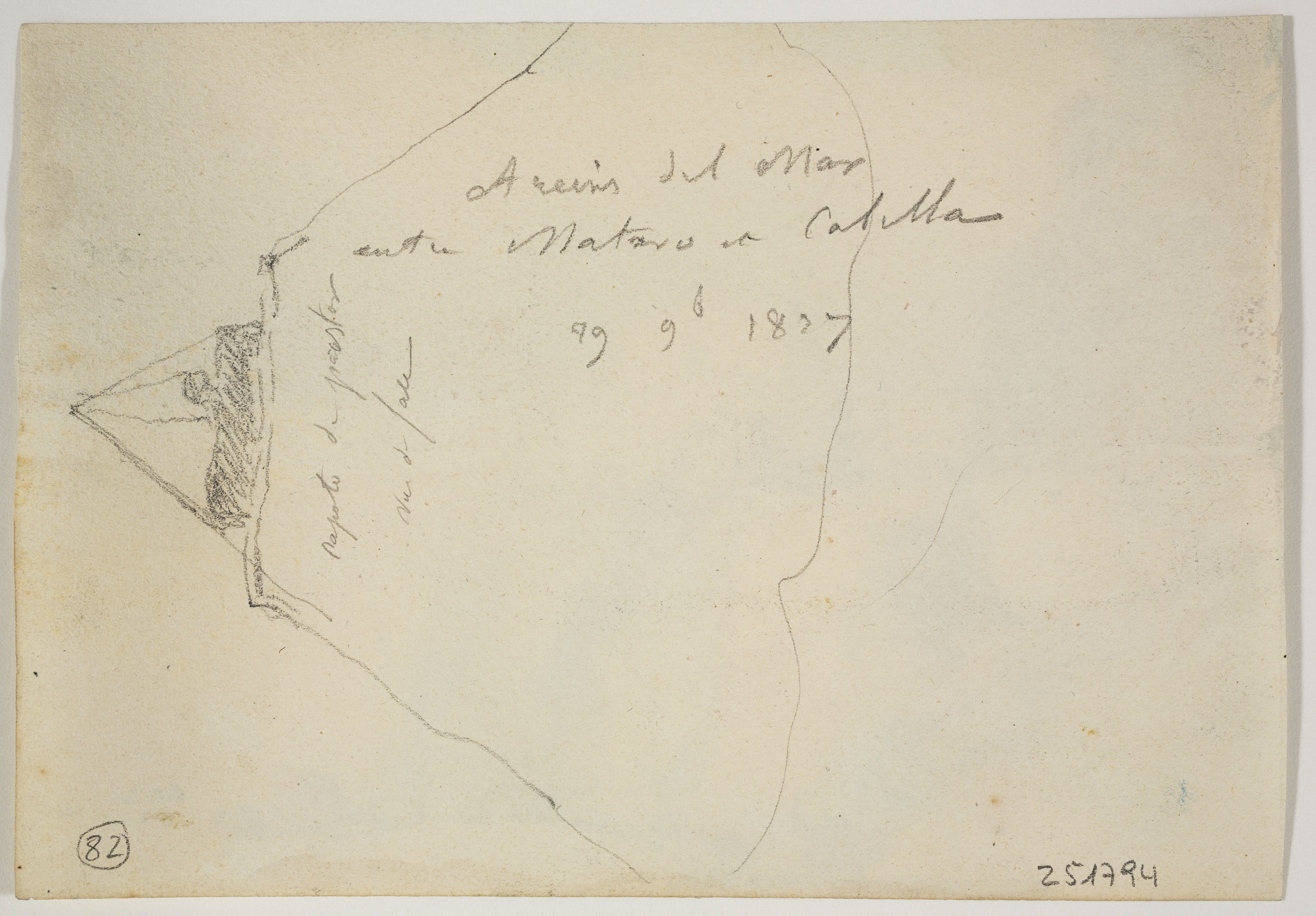 image for: Adolphe Hedwige Alphonse Delamare - Arenys de Mar (anvers) / Apunt del far d&#039;Arenys de Mar (revers) - 29 de novembre de 1827 [1]