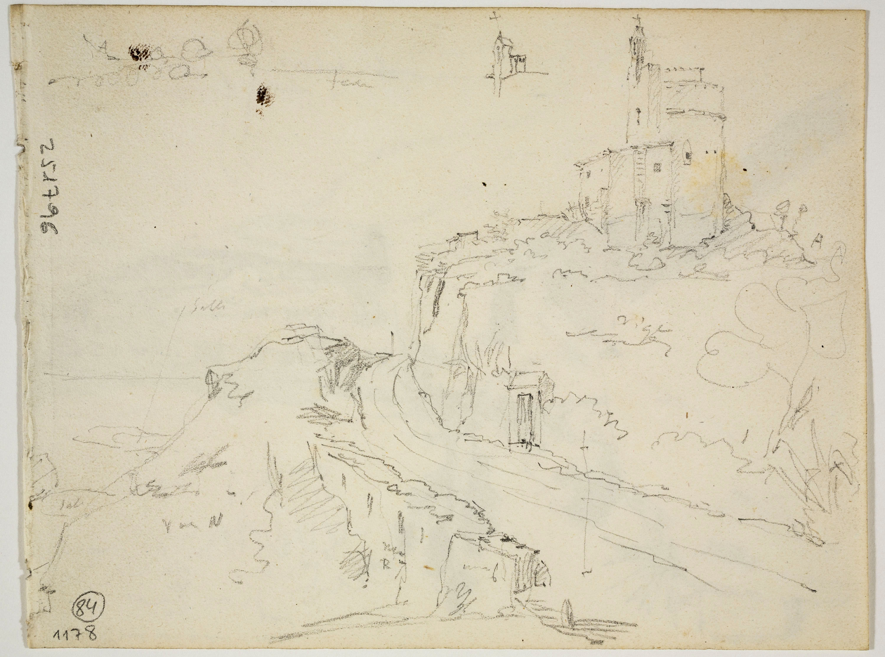 image for: Adolphe Hedwige Alphonse Delamare - Sant Pol de Mar (anvers) / Paisatge de Sant Pol de Mar amb l&#039;ermita de sant Pau (revers) - Novembre de 1827 [1]