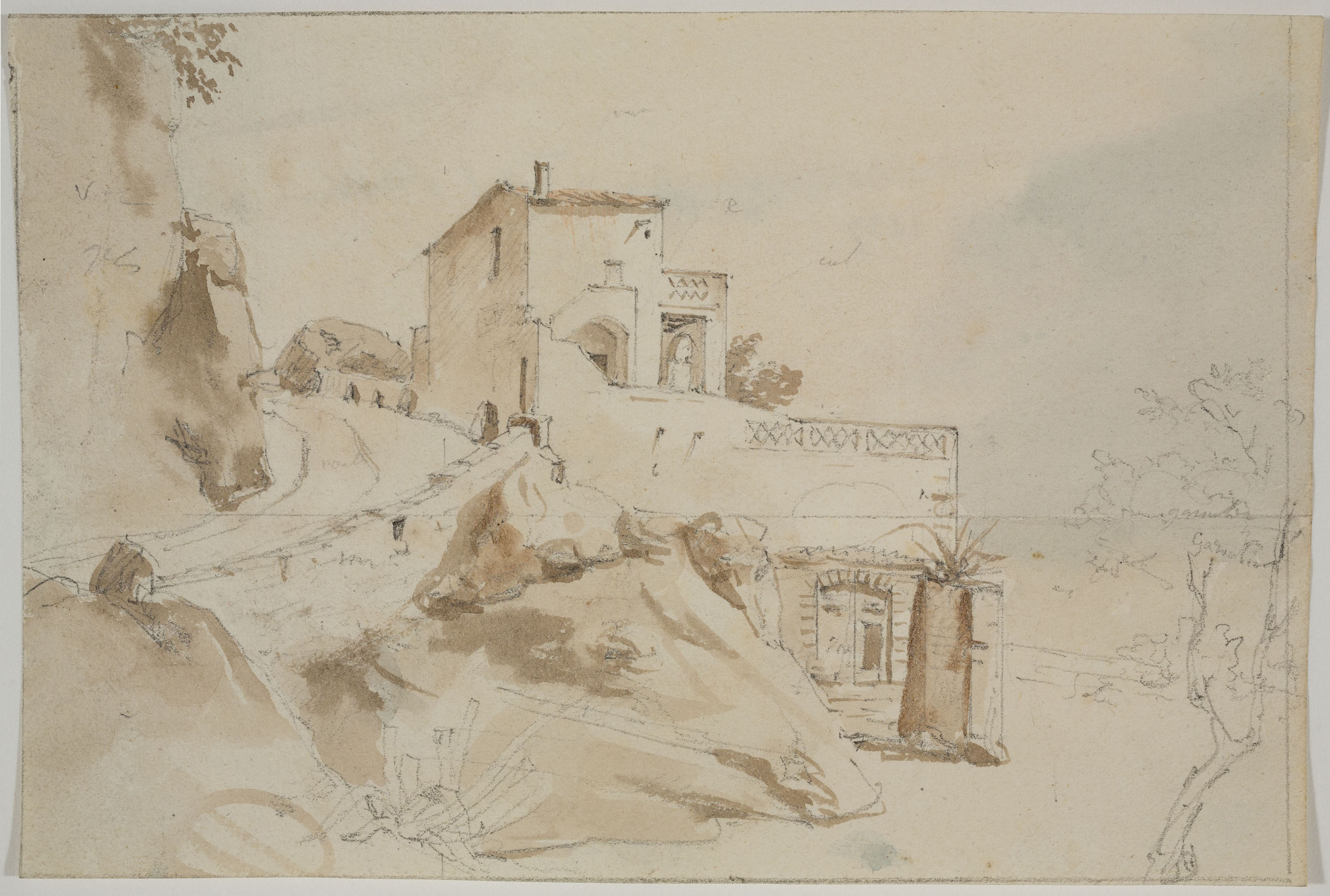 image for: Adolphe Hedwige Alphonse Delamare - Arenys de Mar (anvers) / Apunt de paisatge (revers) - 28 de novembre de 1827