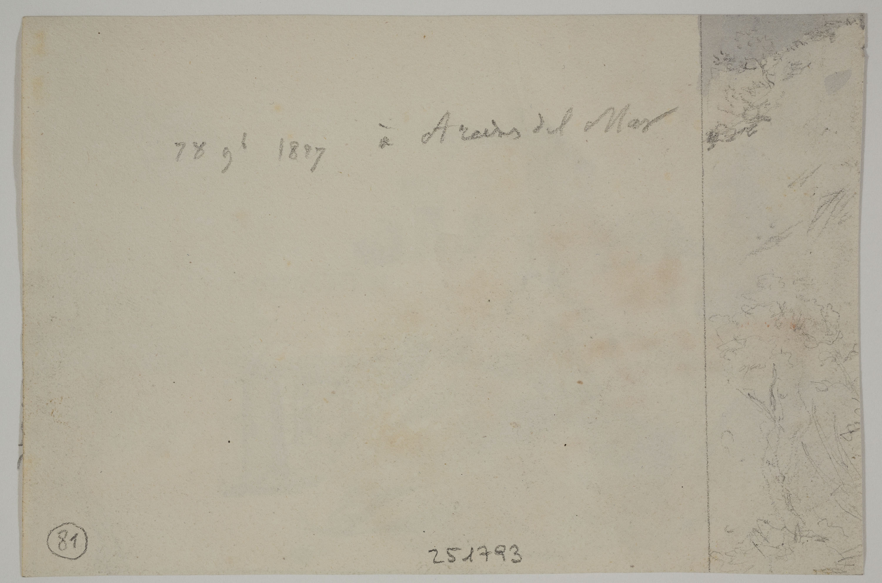 image for: Adolphe Hedwige Alphonse Delamare - Arenys de Mar (anvers) / Apunt de paisatge (revers) - 28 de novembre de 1827 [1]