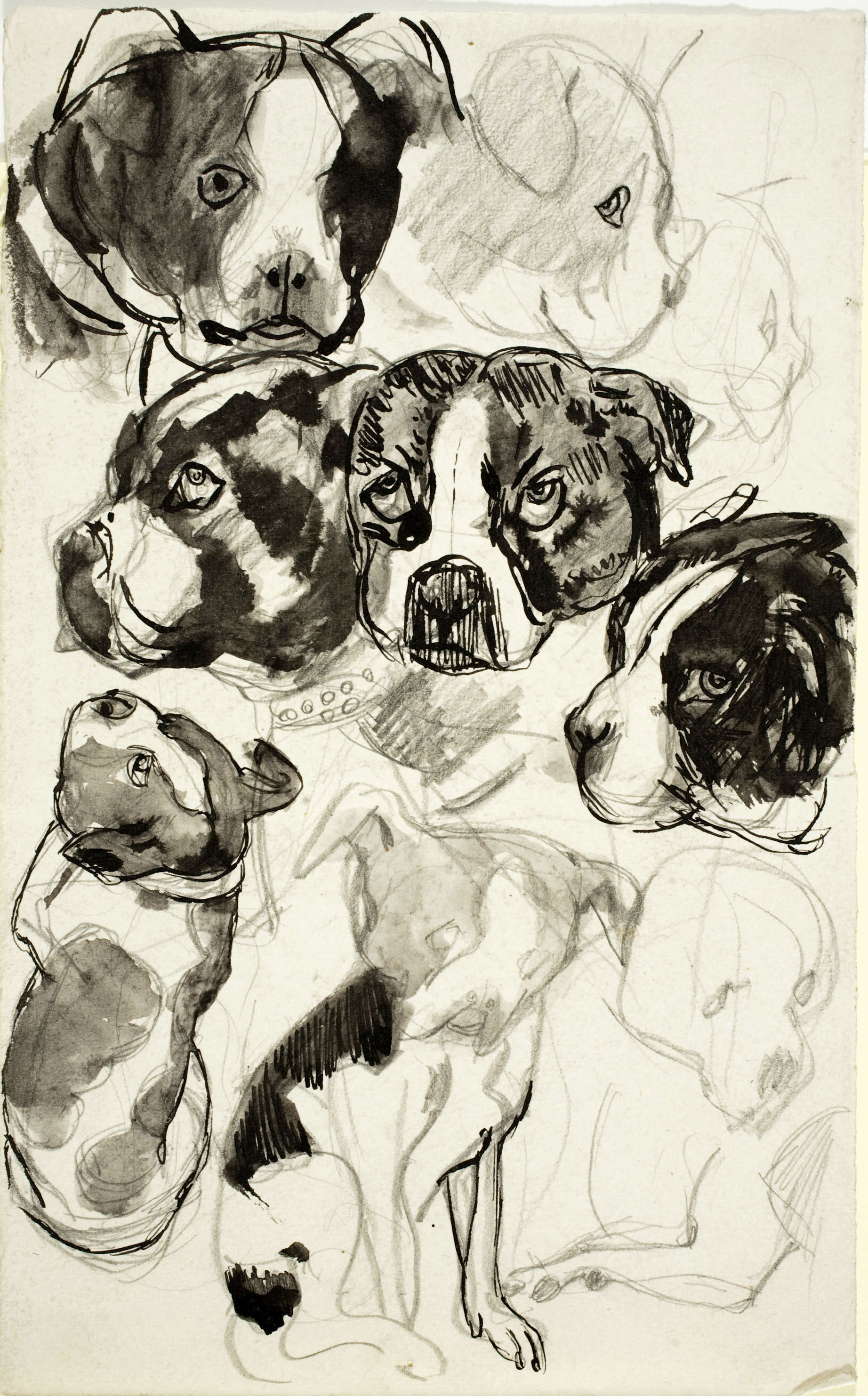 image for: Ismael Smith - Apunts de gossos (anvers) / Croquis de figures (revers) - Cap a 1905-1915