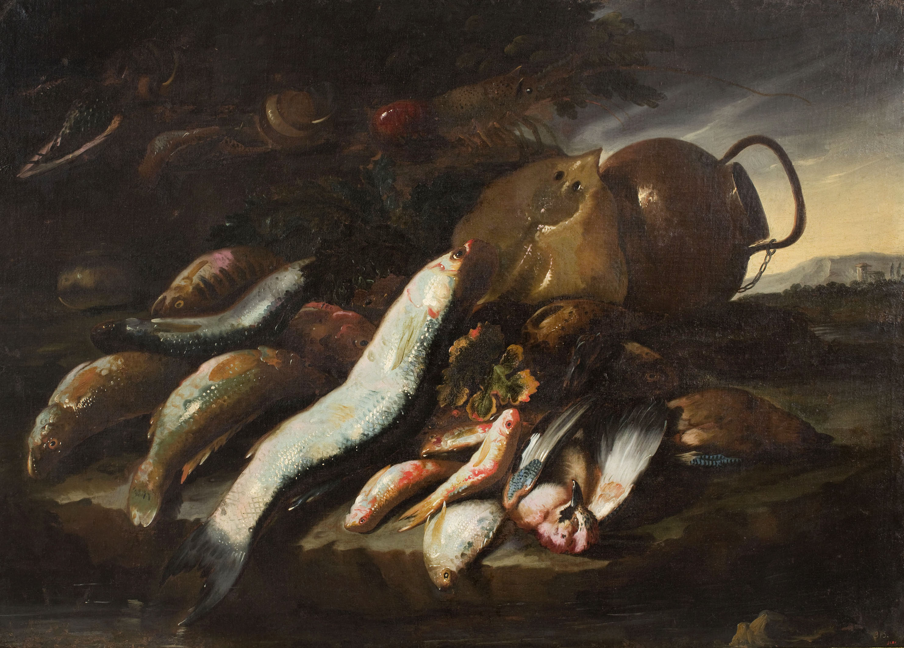 image for: Elena Recco - Natura morta amb peixos i estris de cuina - Entre 1695-1705