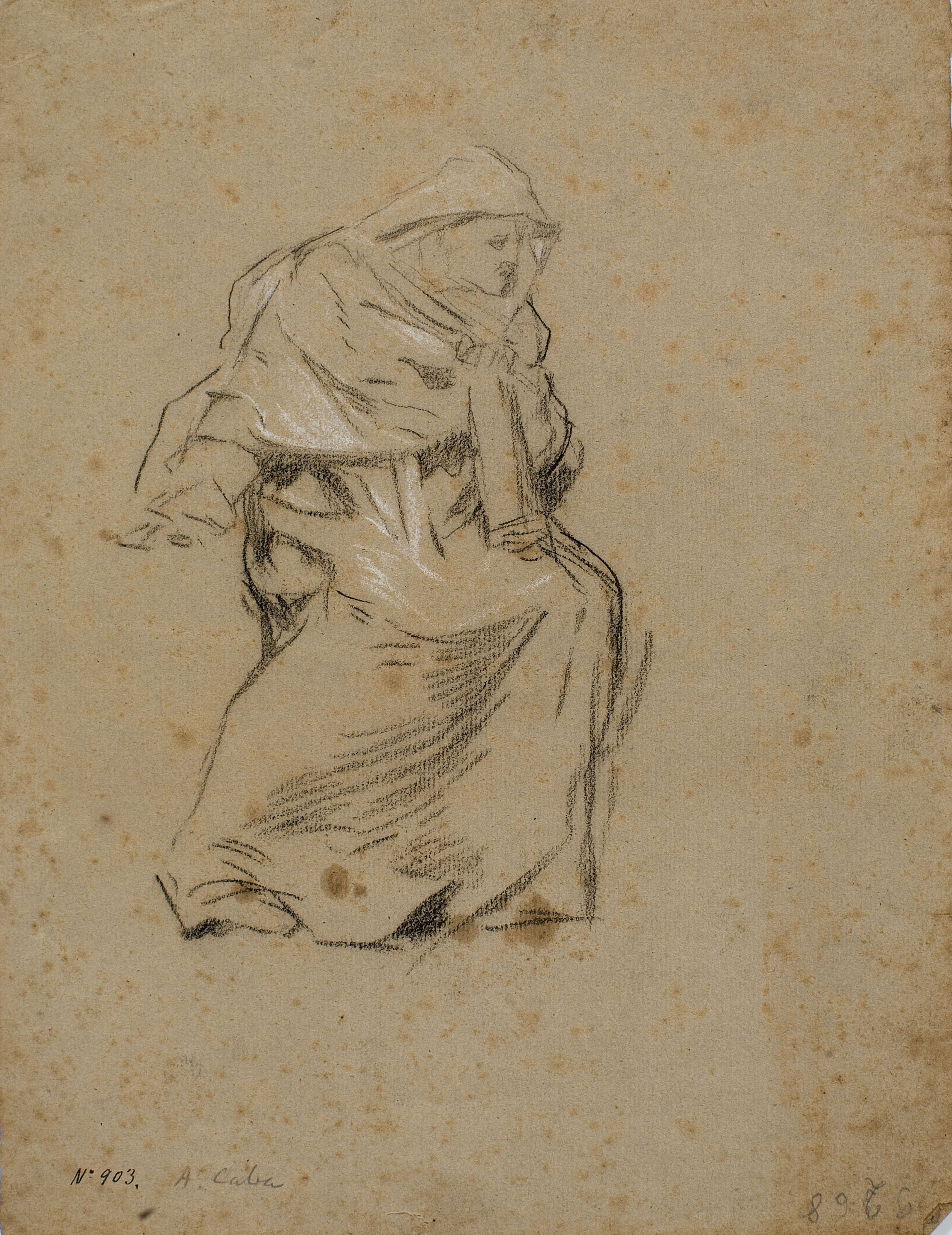 image for: Antoni Caba - Estudi de figura per a la pintura «Penediment de Judes» (anvers) / Estudi de figura per a la pintura «Penediment de Judes» (revers) - Cap a 1874