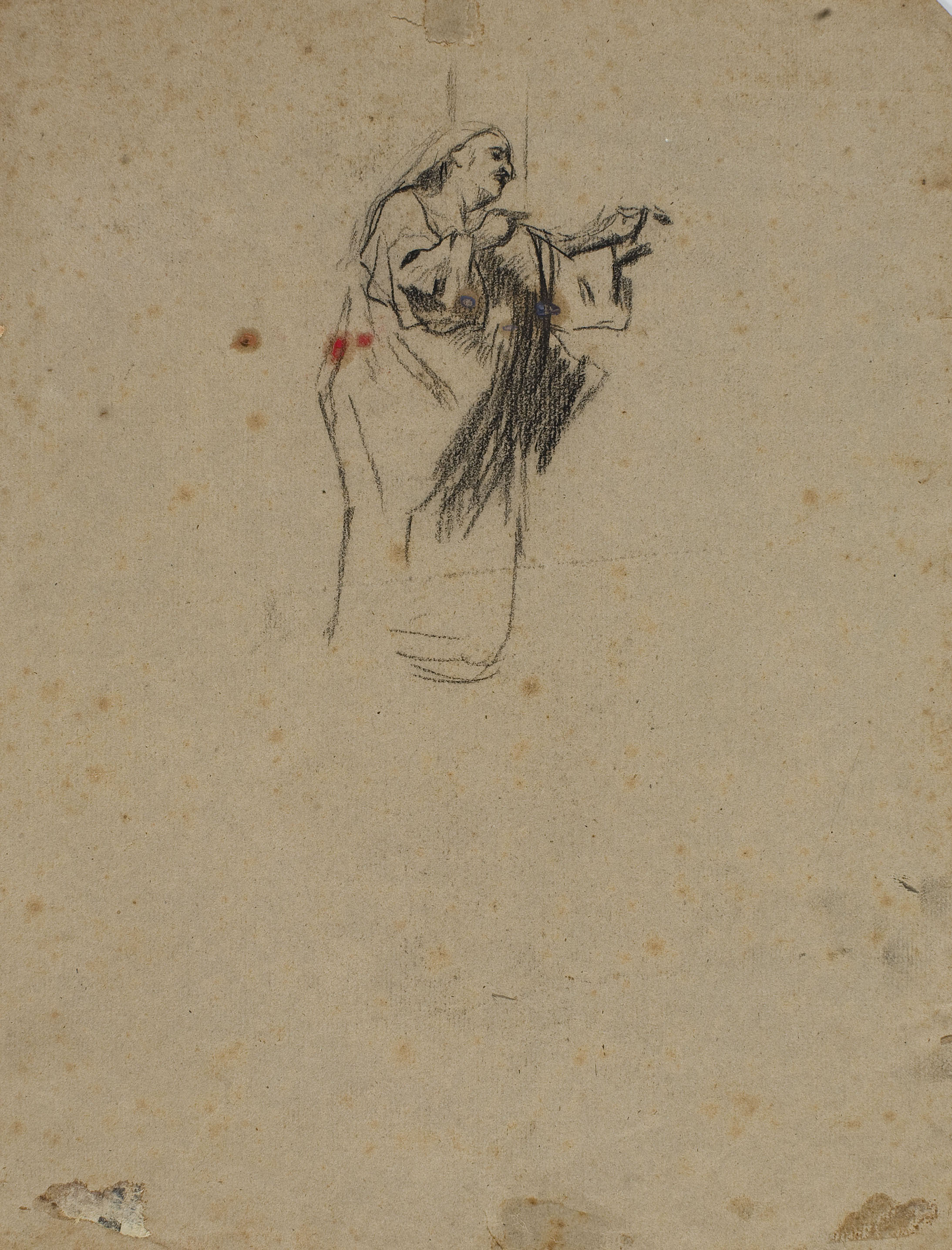 image for: Antoni Caba - Estudi de figura per a la pintura «Penediment de Judes» (anvers) / Estudi de figura per a la pintura «Penediment de Judes» (revers) - Cap a 1874 [1]