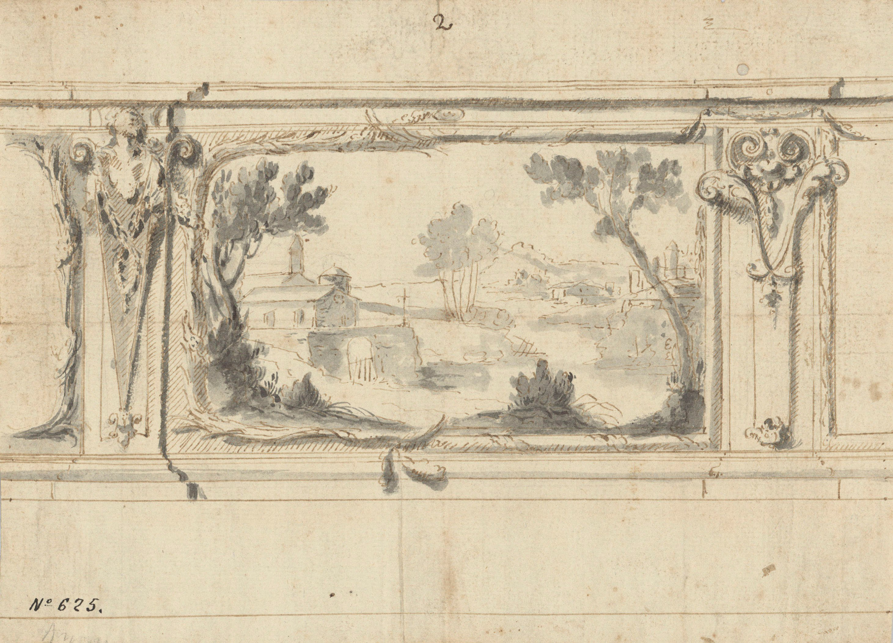 image for: Francesc Tramulles - Projecte de decoració amb una escena de paisatge - 1750-1755