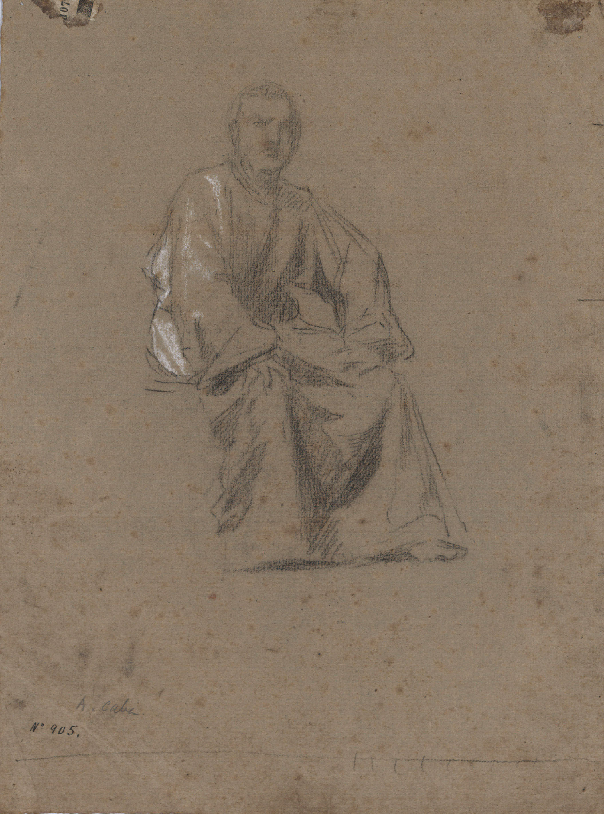 image for: Antoni Caba - Estudi de figura per a la pintura «Penediment de Judes» (anvers) / Estudi de figura per a la pintura «Penediment de Judes» (revers) - Cap a 1874