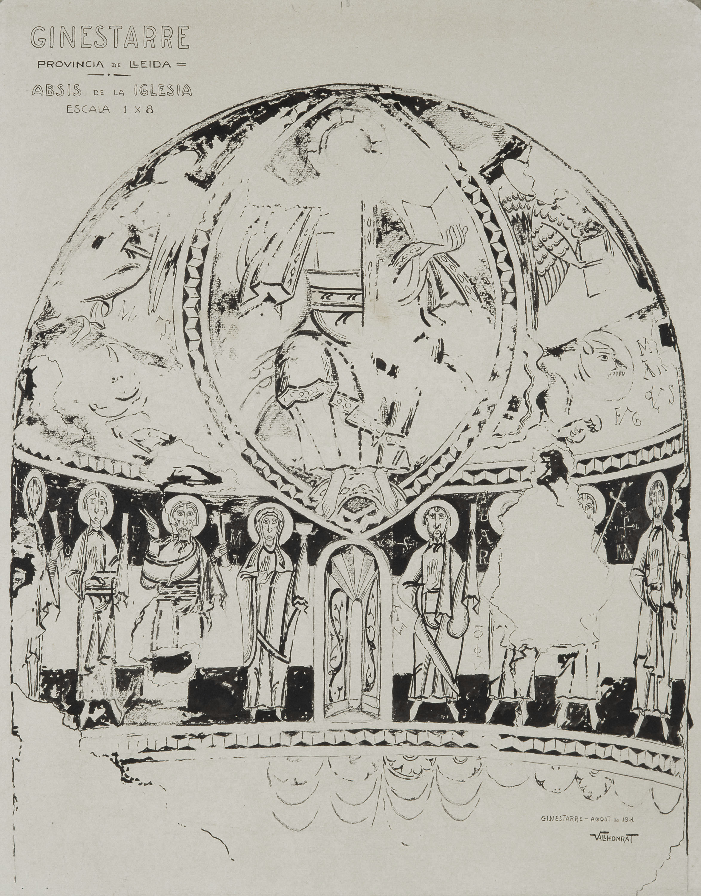 image for: Joan Vallhonrat - Reproducció de les pintures de l&#039;absis de Santa Maria de Ginestarre - 1911