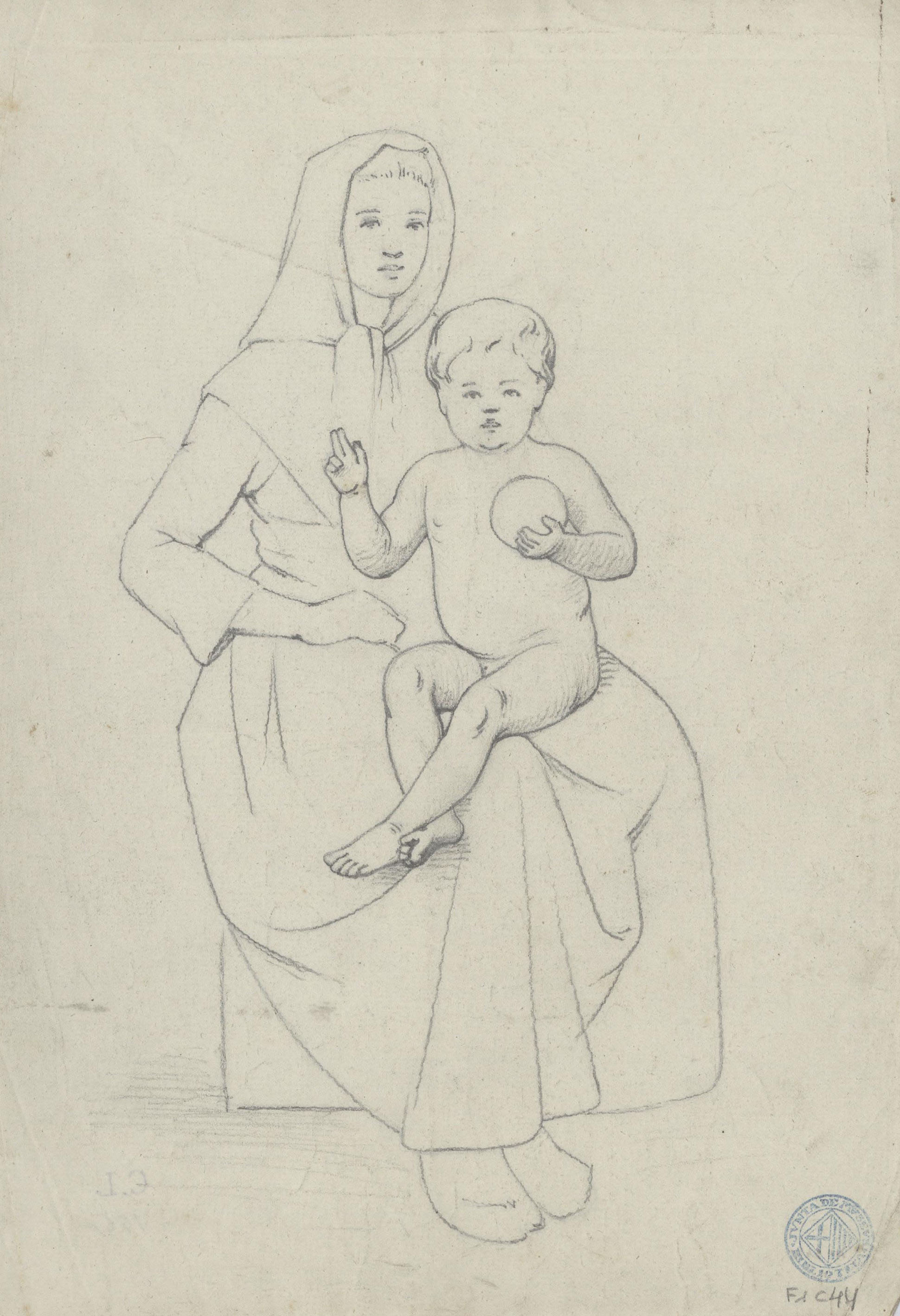 image for: Claudi Lorenzale - Mare de Déu amb el Nen (anvers) / Mare de Déu amb el Nen (revers) - Cap a 1850-1870 [1]