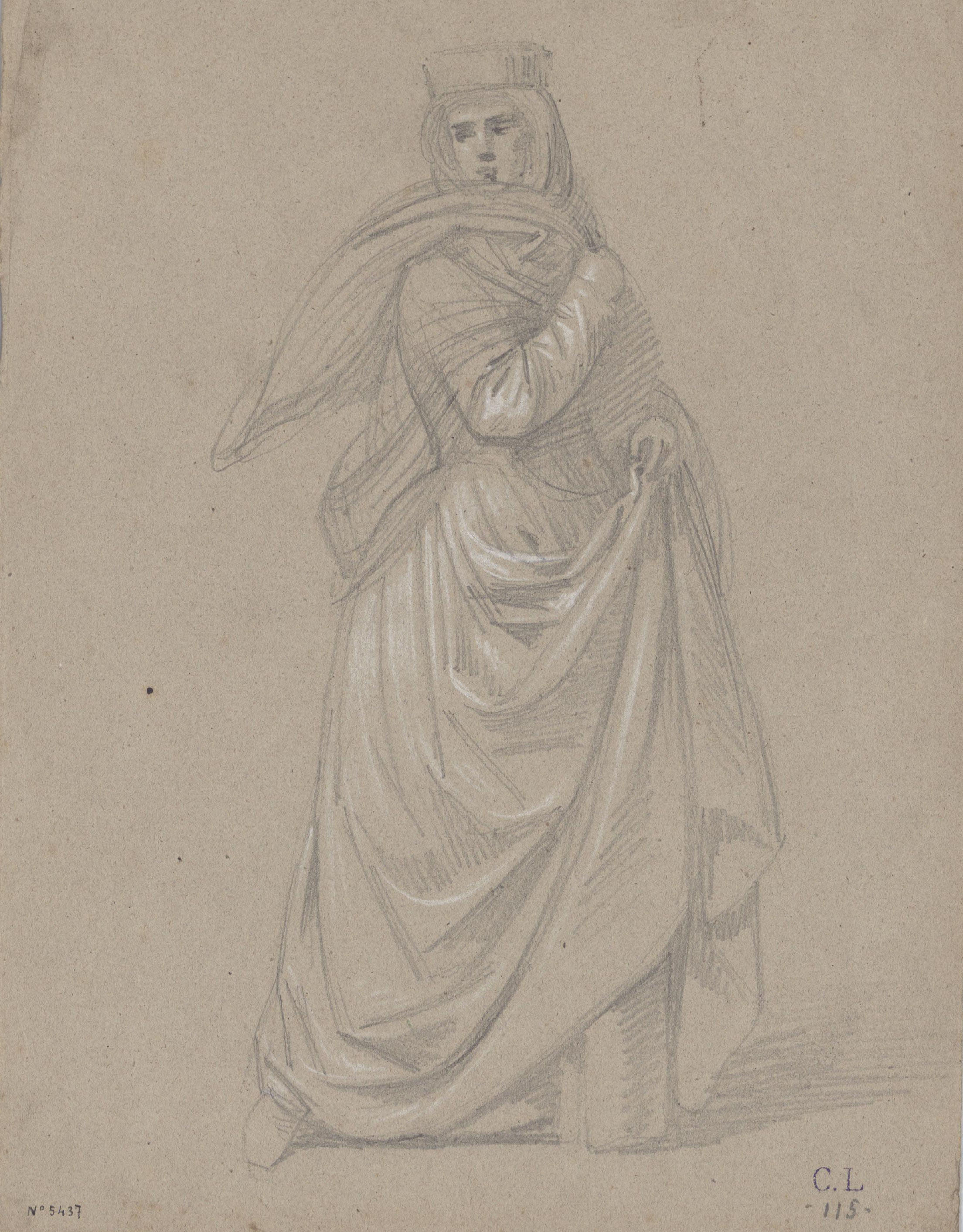image for: Claudi Lorenzale - Dona amb indumentària medieval - Cap a 1850-1870