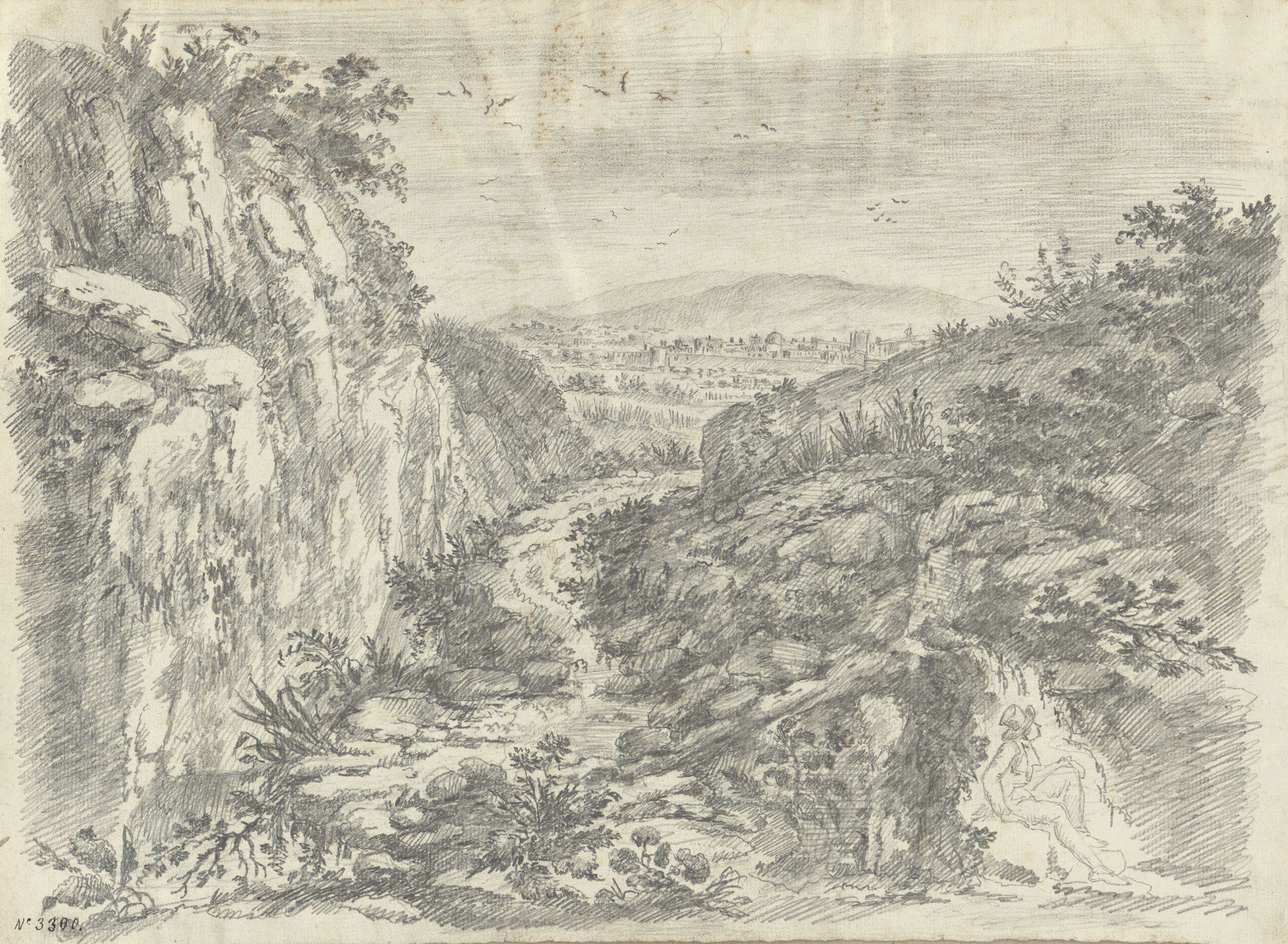 image for: Pau Rigalt - Paisatge amb una figura a primer terme - Cap a 1820-1830