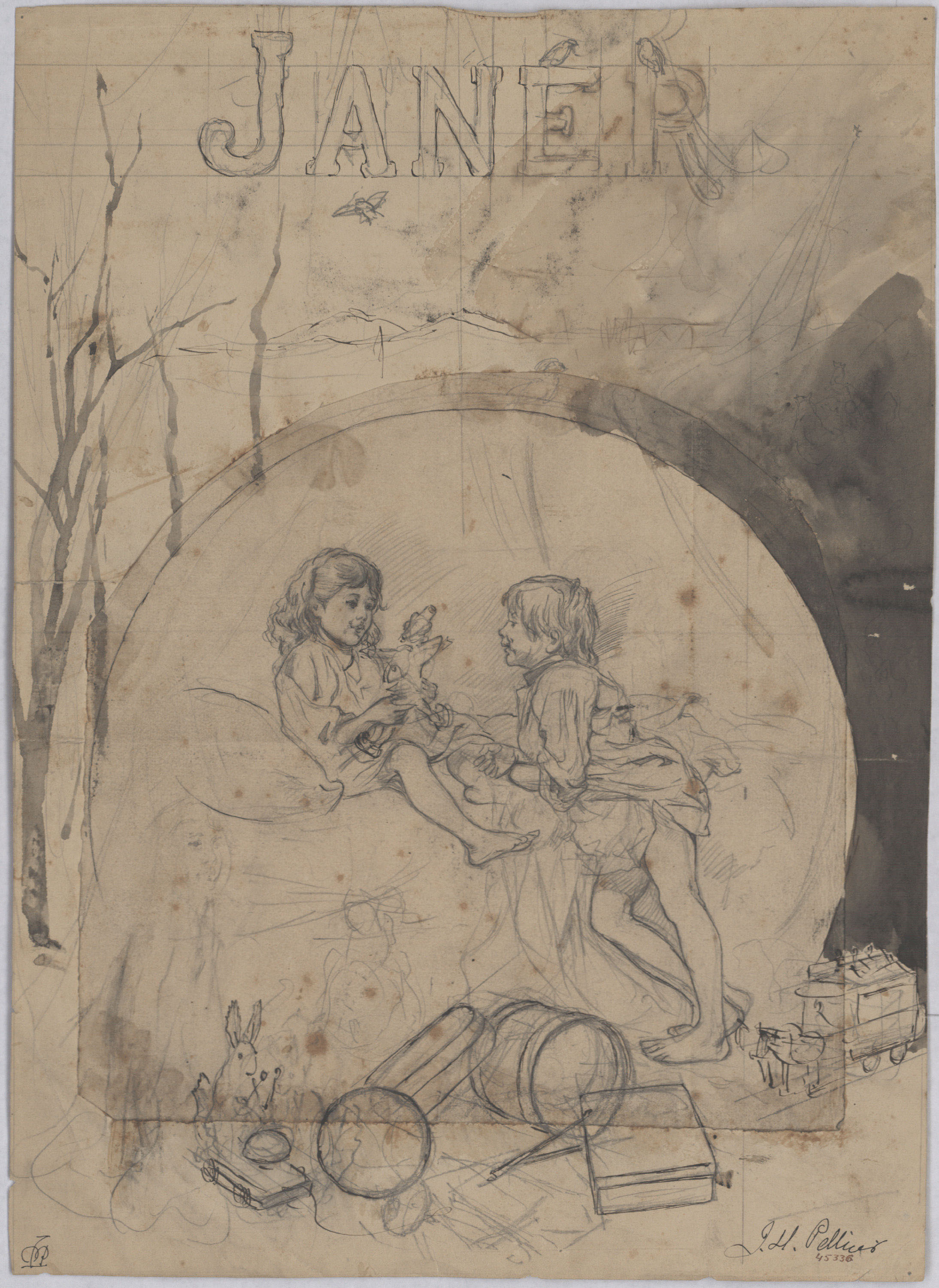 image for: Josep Lluís Pellicer - Al·legoria del mes de gener - 1882