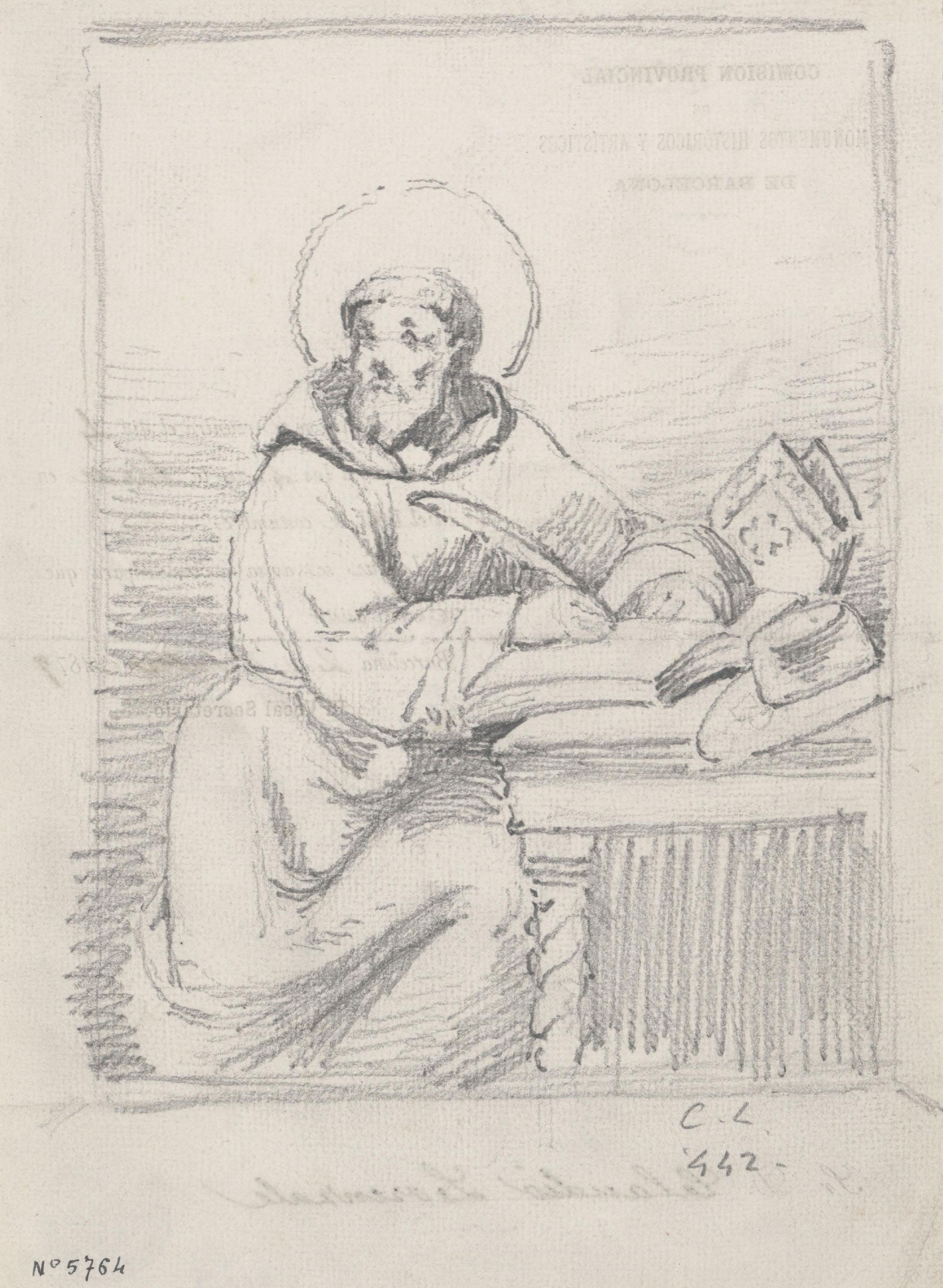 image for: Claudi Lorenzale - Sant Agustí escrivint [?] - Cap a 1877