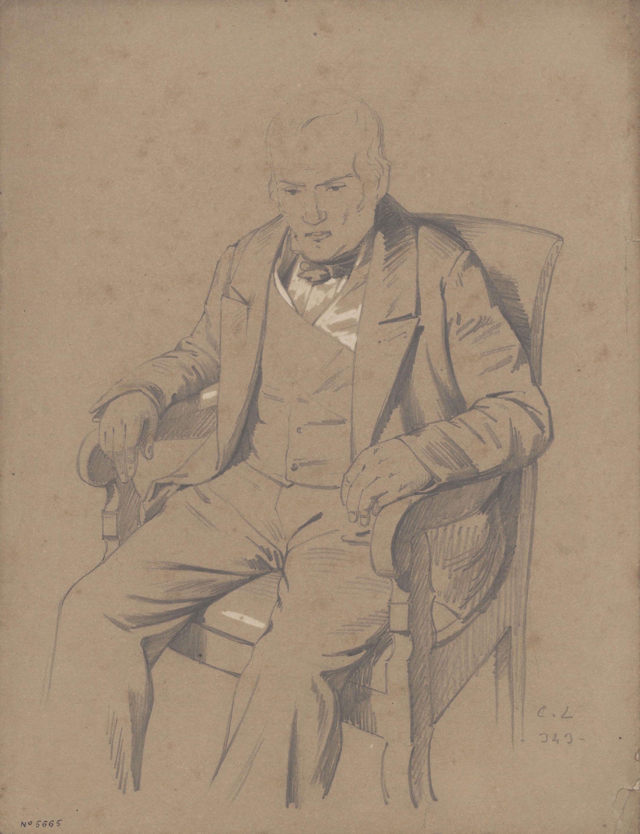 image for: Claudi Lorenzale - Retrat de senyor assegut en una butaca - Cap a 1860-1880