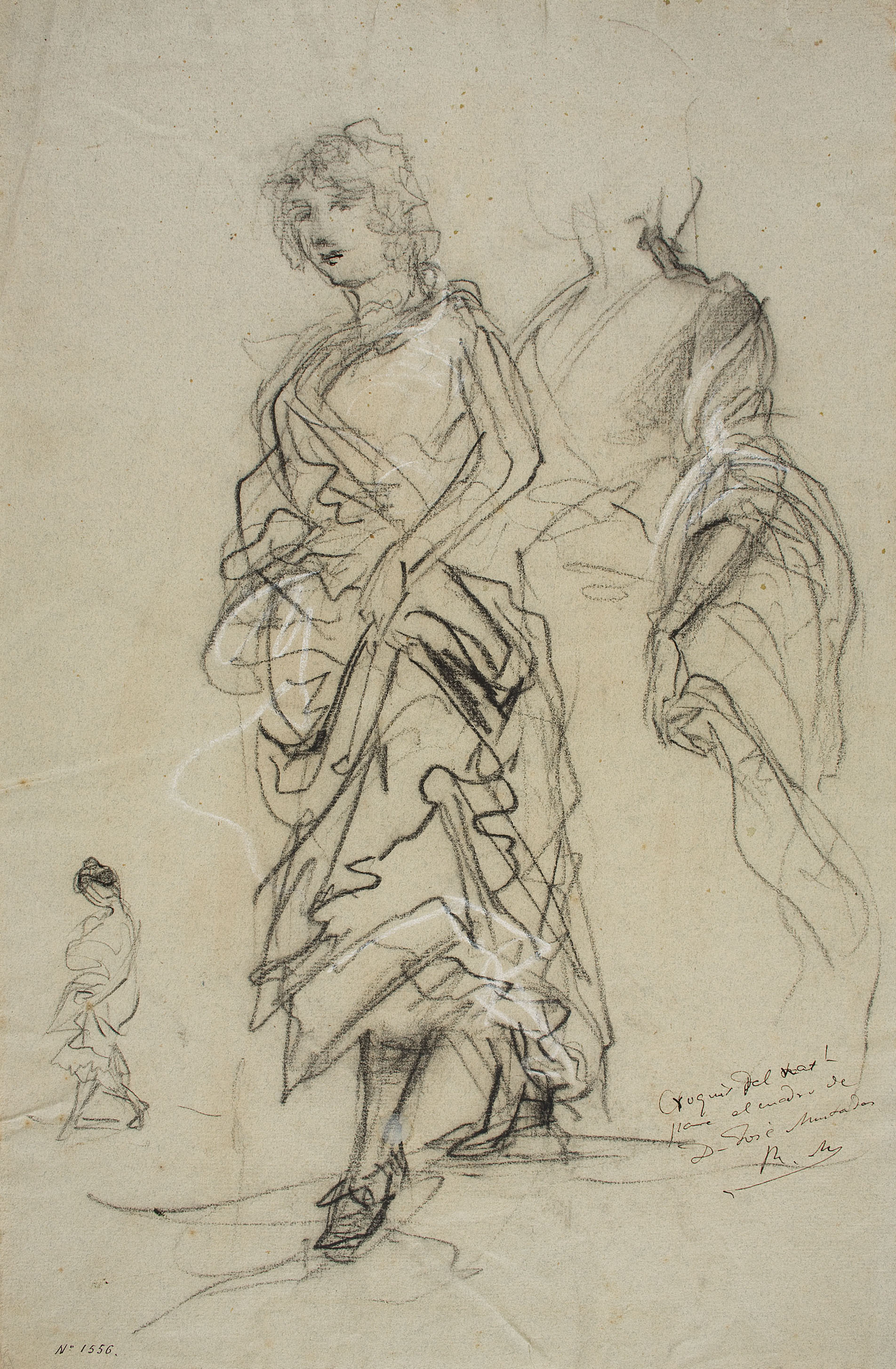 image for: Ramon Martí i Alsina - Estudi de figures per a un quadre (anvers) / Apunts de paisatge (revers) - Cap a 1875-1880