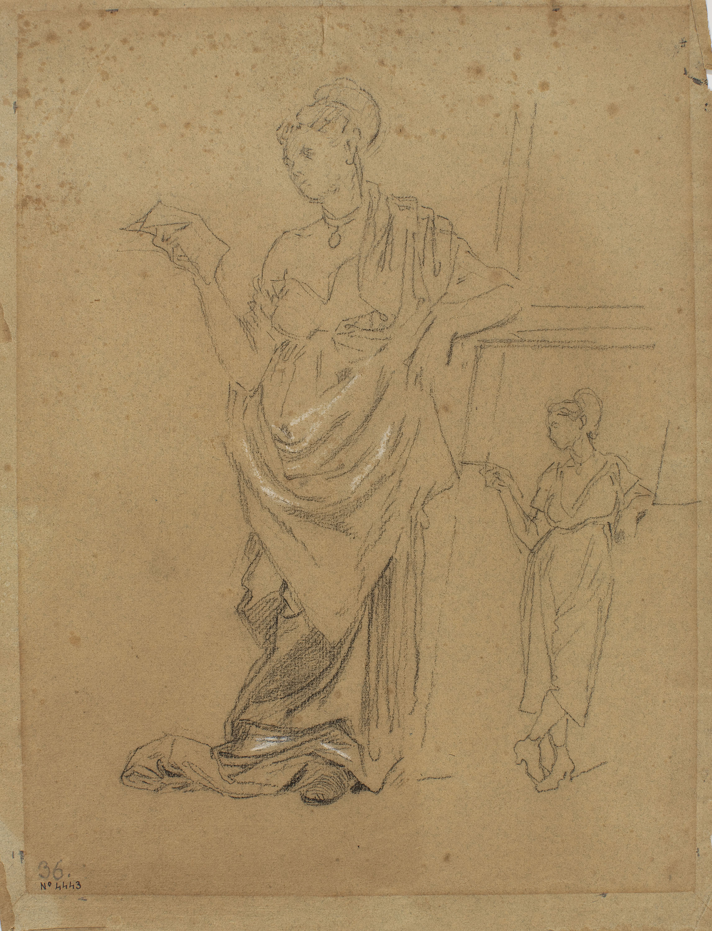 image for: Antoni Caba - Estudi de figura femenina per a la pintura «La Pau» - Cap a 1876