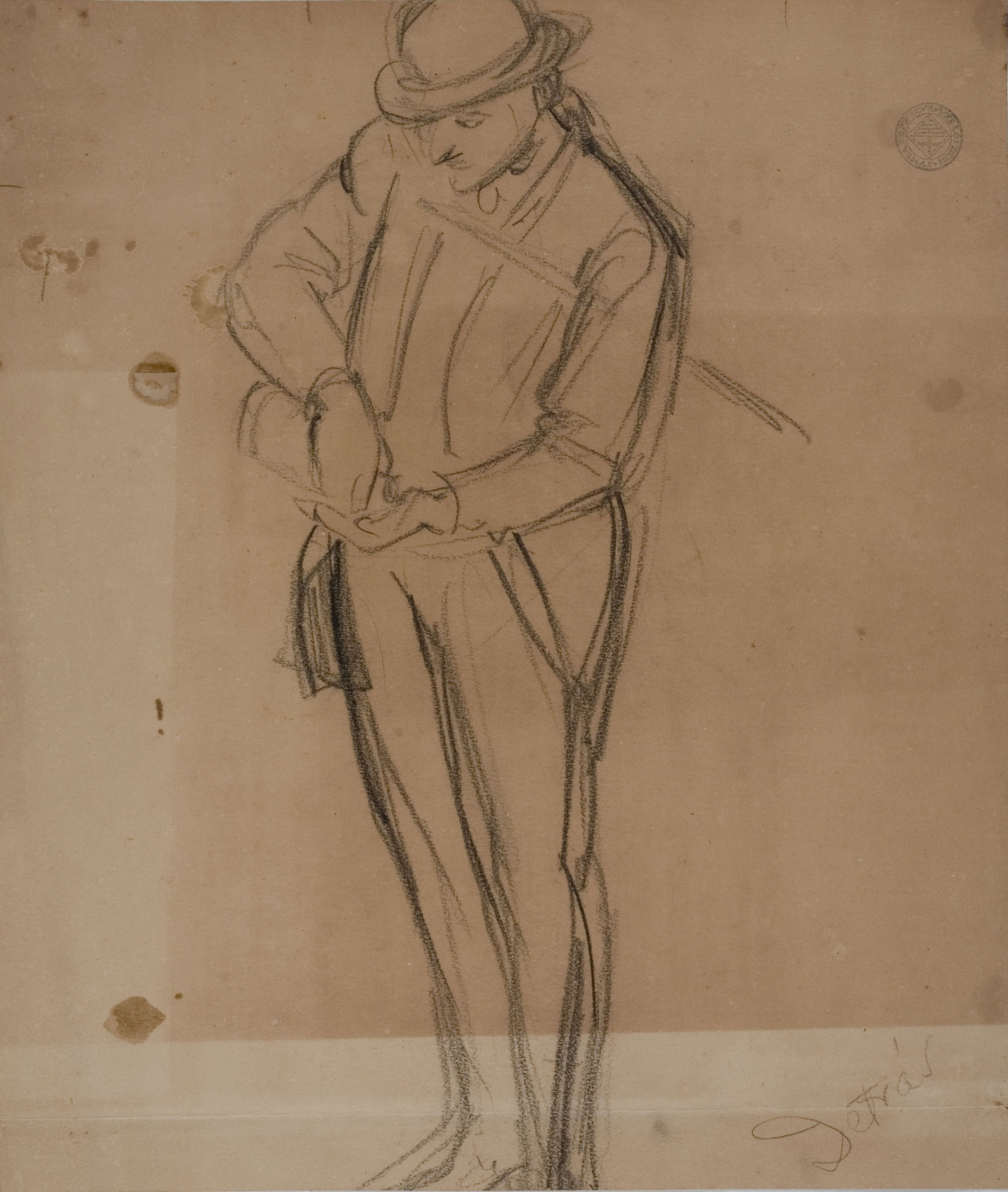image for: Ramon Martí i Alsina - «El sometent del Bruc». Estudi de figura per al quadre (anvers) / Retrat d&#039;home (revers) - Cap a 1866 [1]