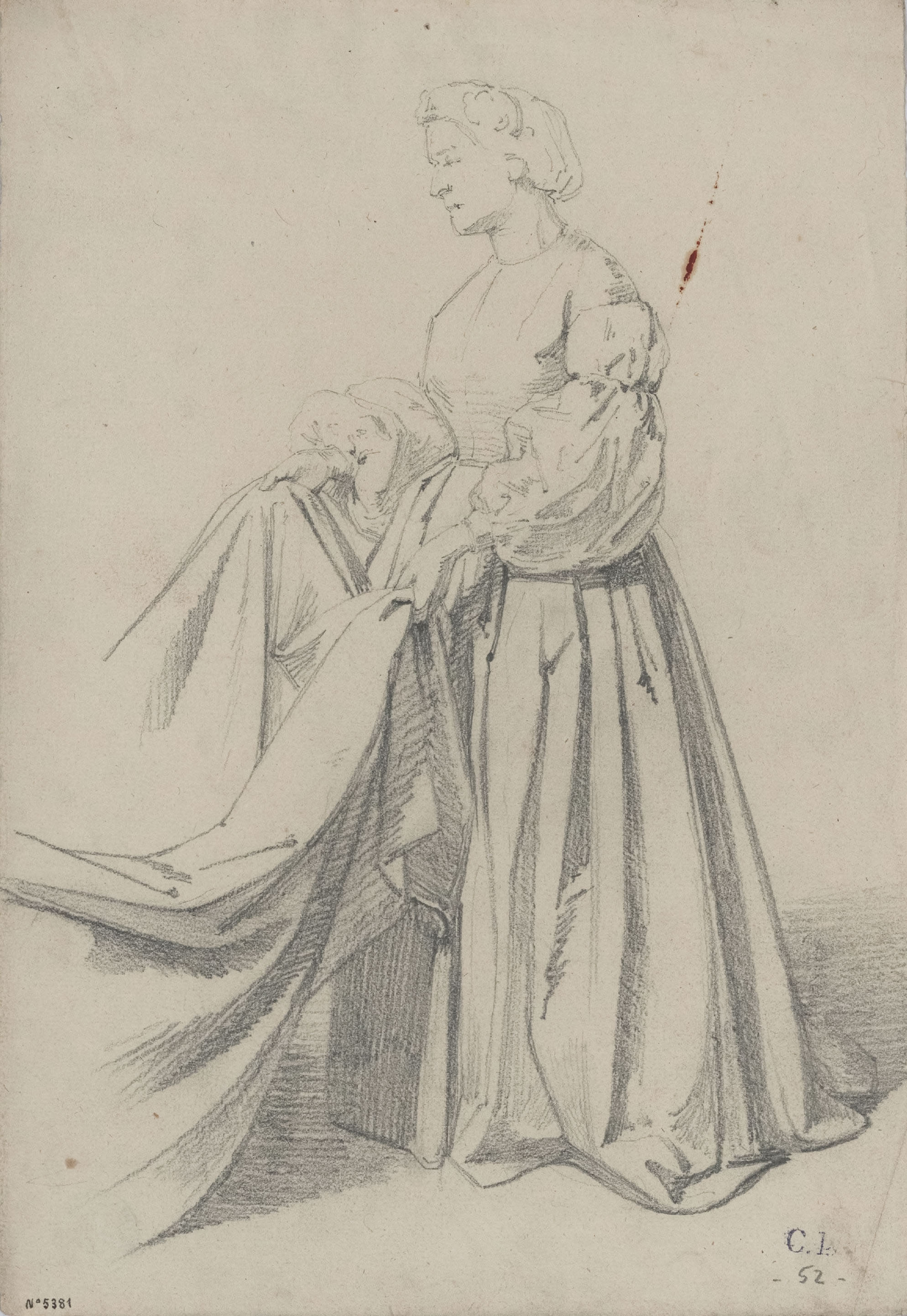 image for: Claudi Lorenzale - Estudi de figura femenina - Cap a 1860-1880