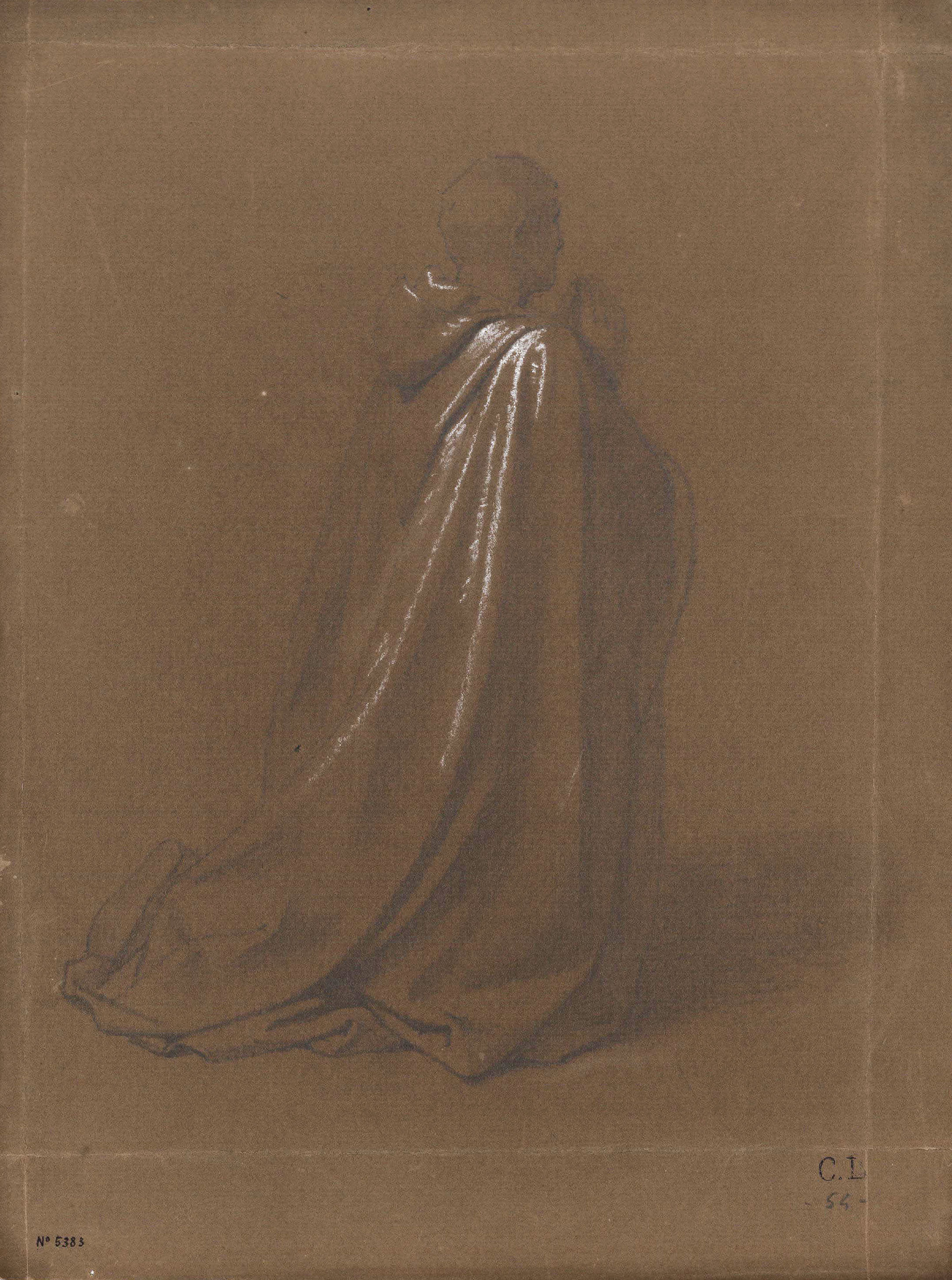 image for: Claudi Lorenzale - Estudi de figura masculina en actitud de pregar - Cap a 1860-1870