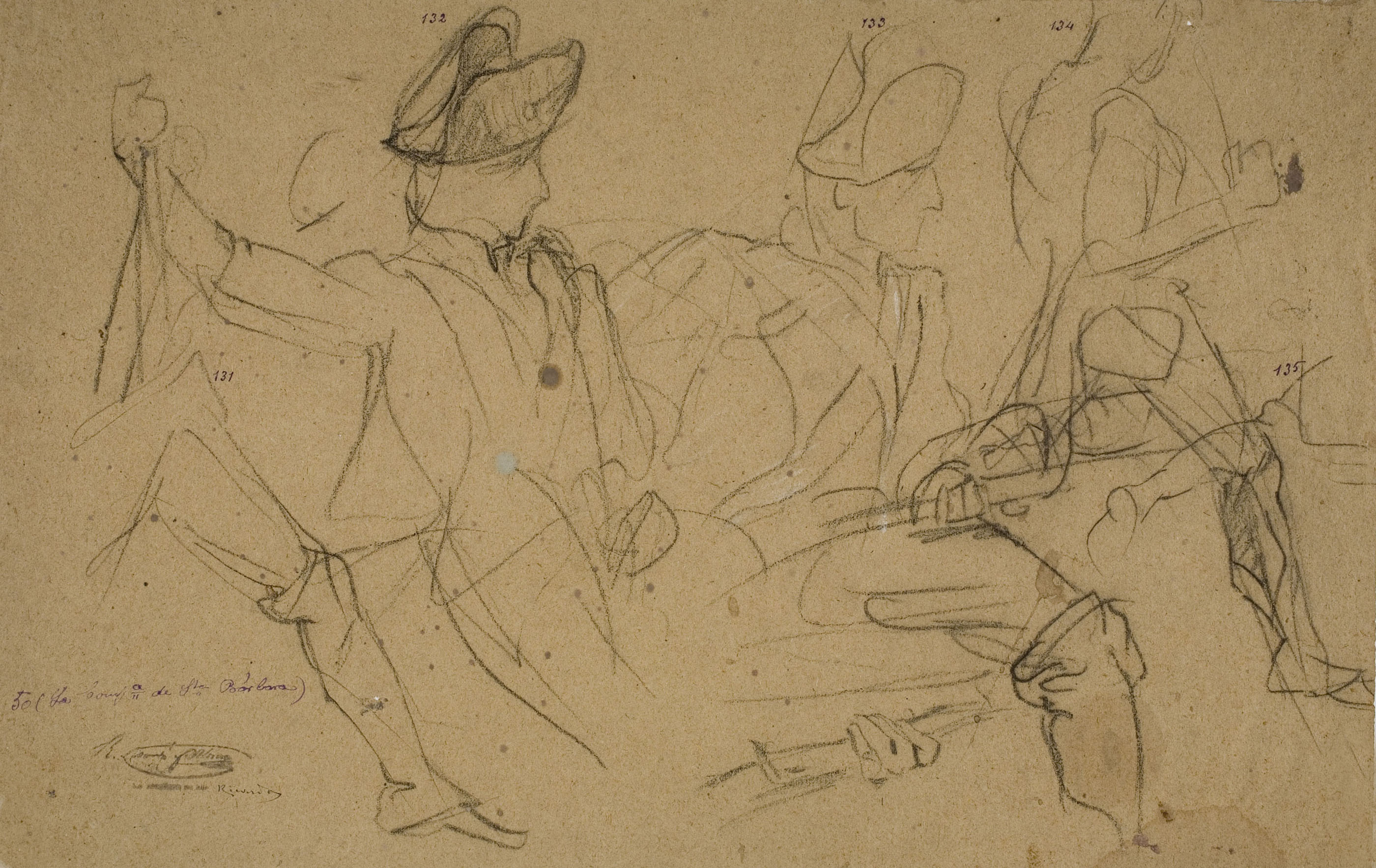 image for: Ramon Martí i Alsina - Esbós de soldats armats per al quadre «La companyia de Santa Bàrbara» - Cap a 1891