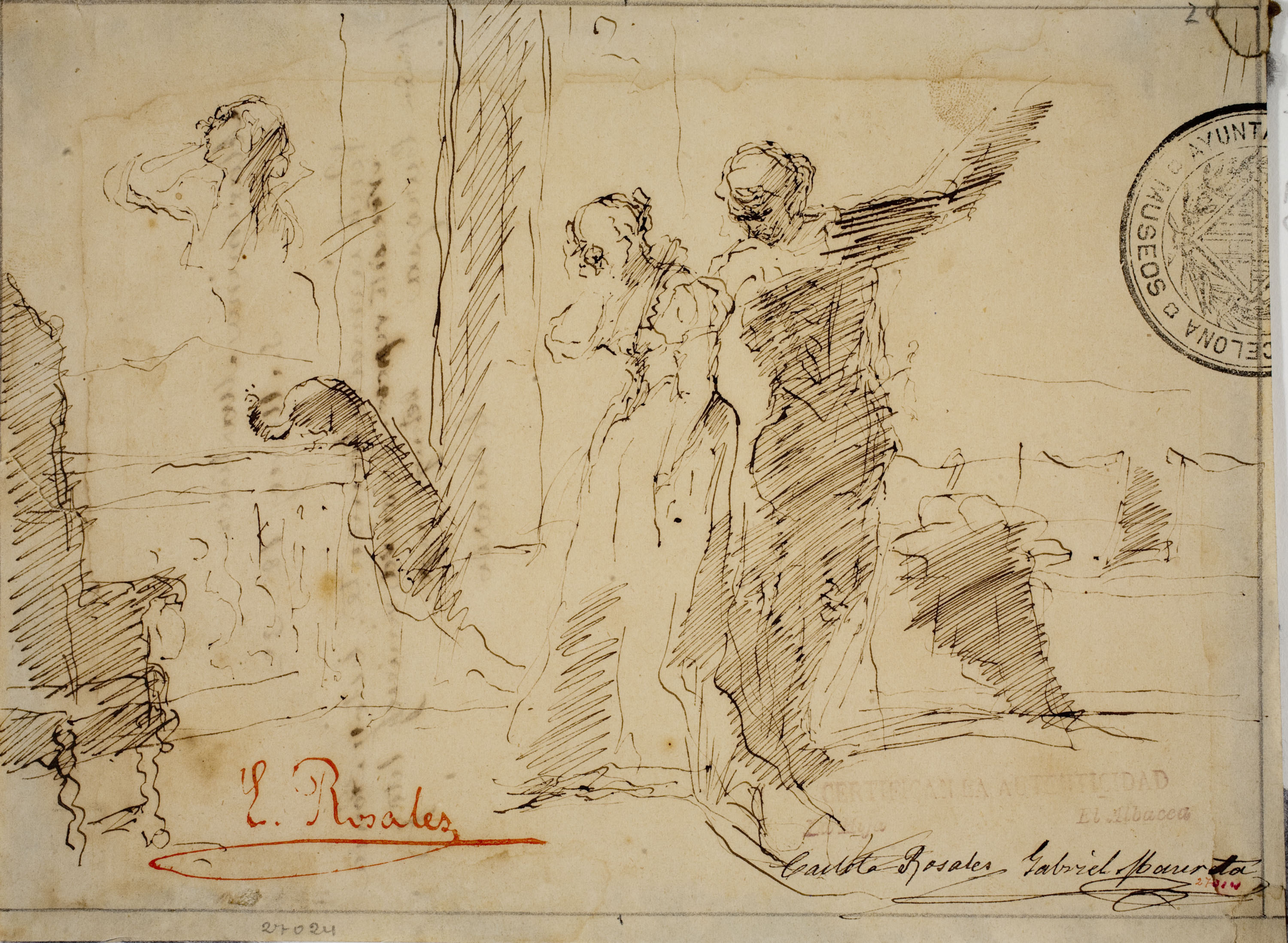 image for: Eduardo Rosales - Estudi per al quadre «Hamlet i Ofèlia» - Cap a 1871