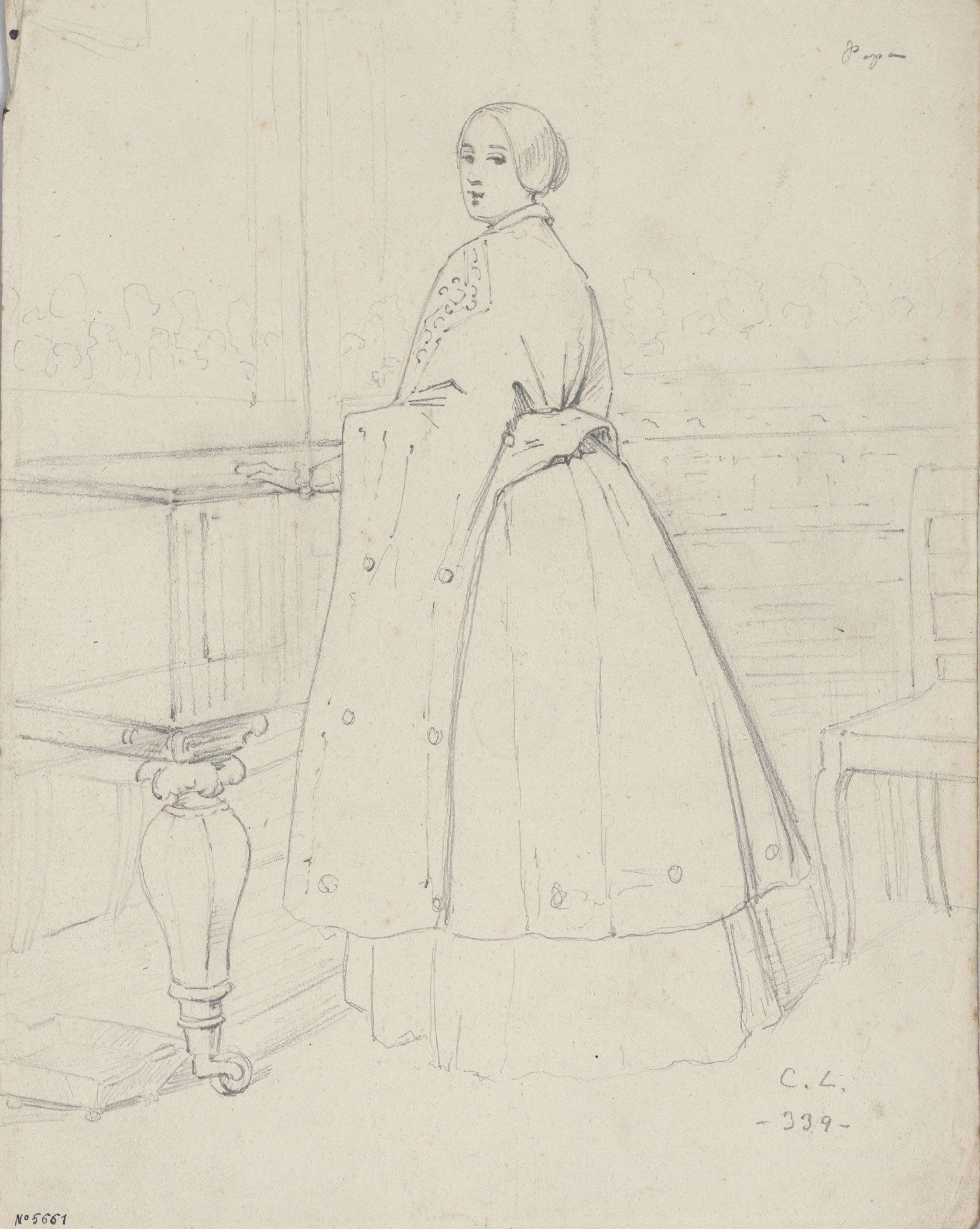 image for: Claudi Lorenzale - Retrat de dona al costat d&#039;una vitrina - Cap a 1860-1880