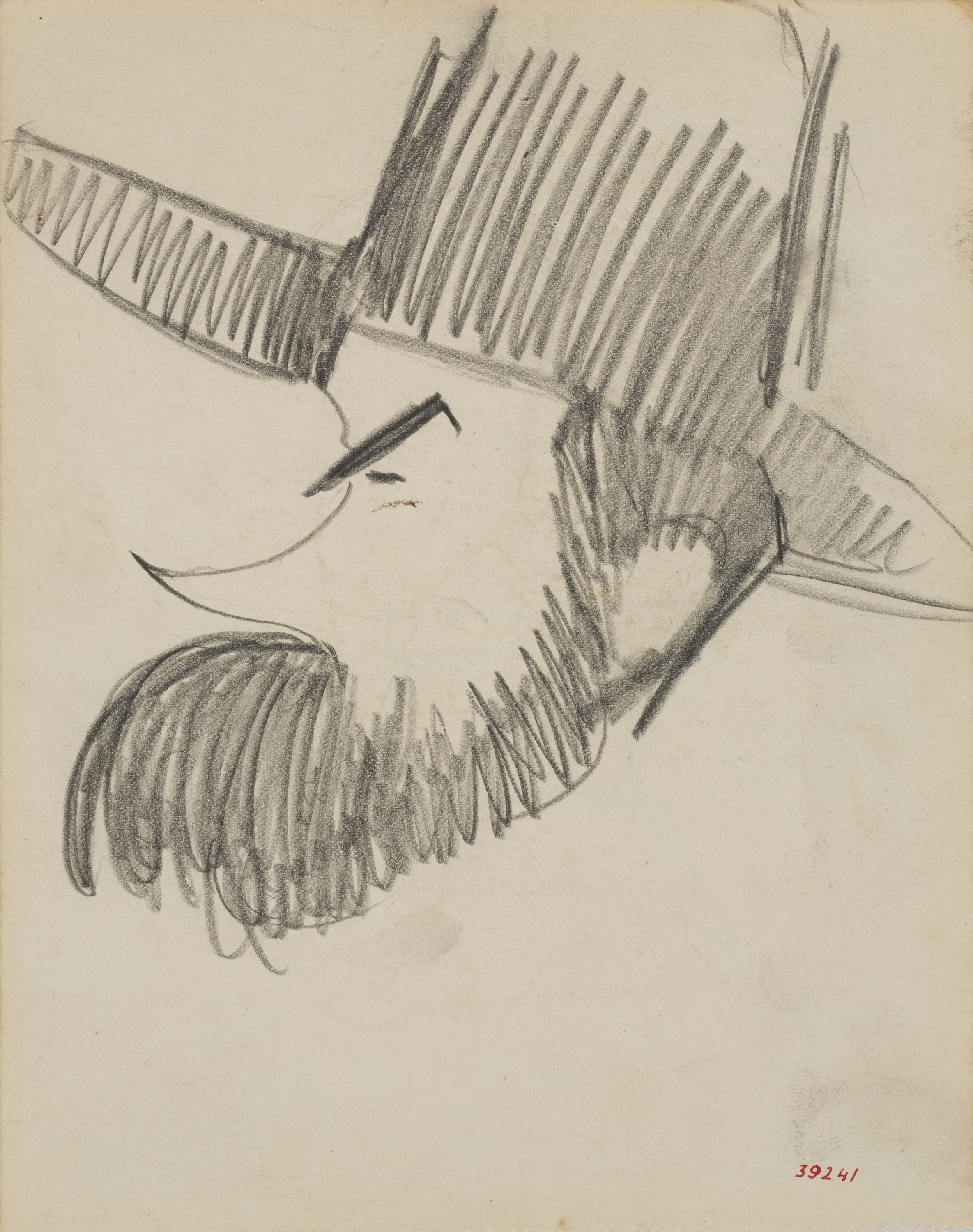 image for: Lluís Bagaria Bou - Apunt de caricatura del cap de Joan Colom (anvers) / Croquis arquitectònic (revers) - Primera meitat del segle XX