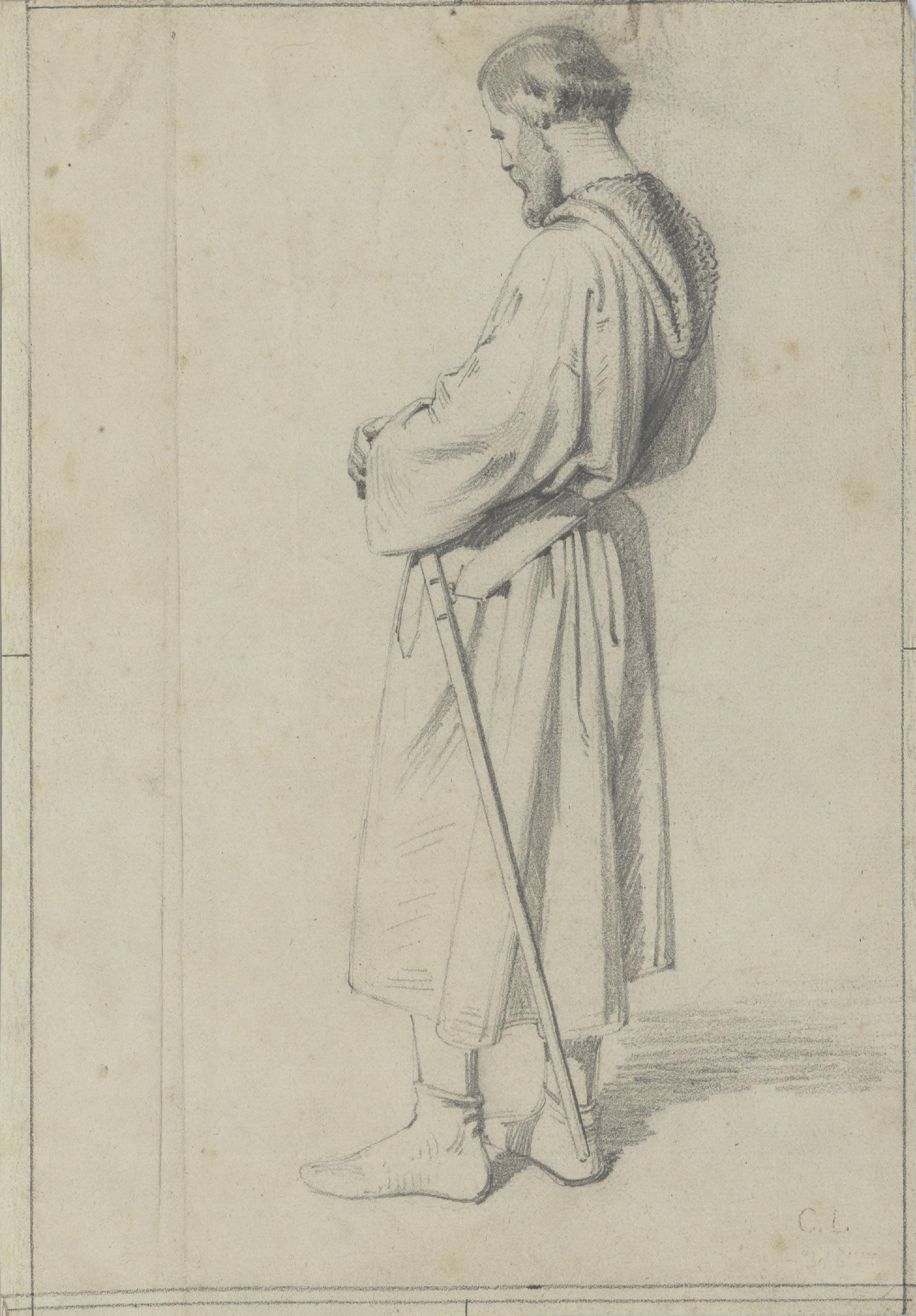 image for: Claudi Lorenzale - Estudi de cavaller medieval per al quadre «Mort del rei Pere III a Vilafranca» - Cap a 1870