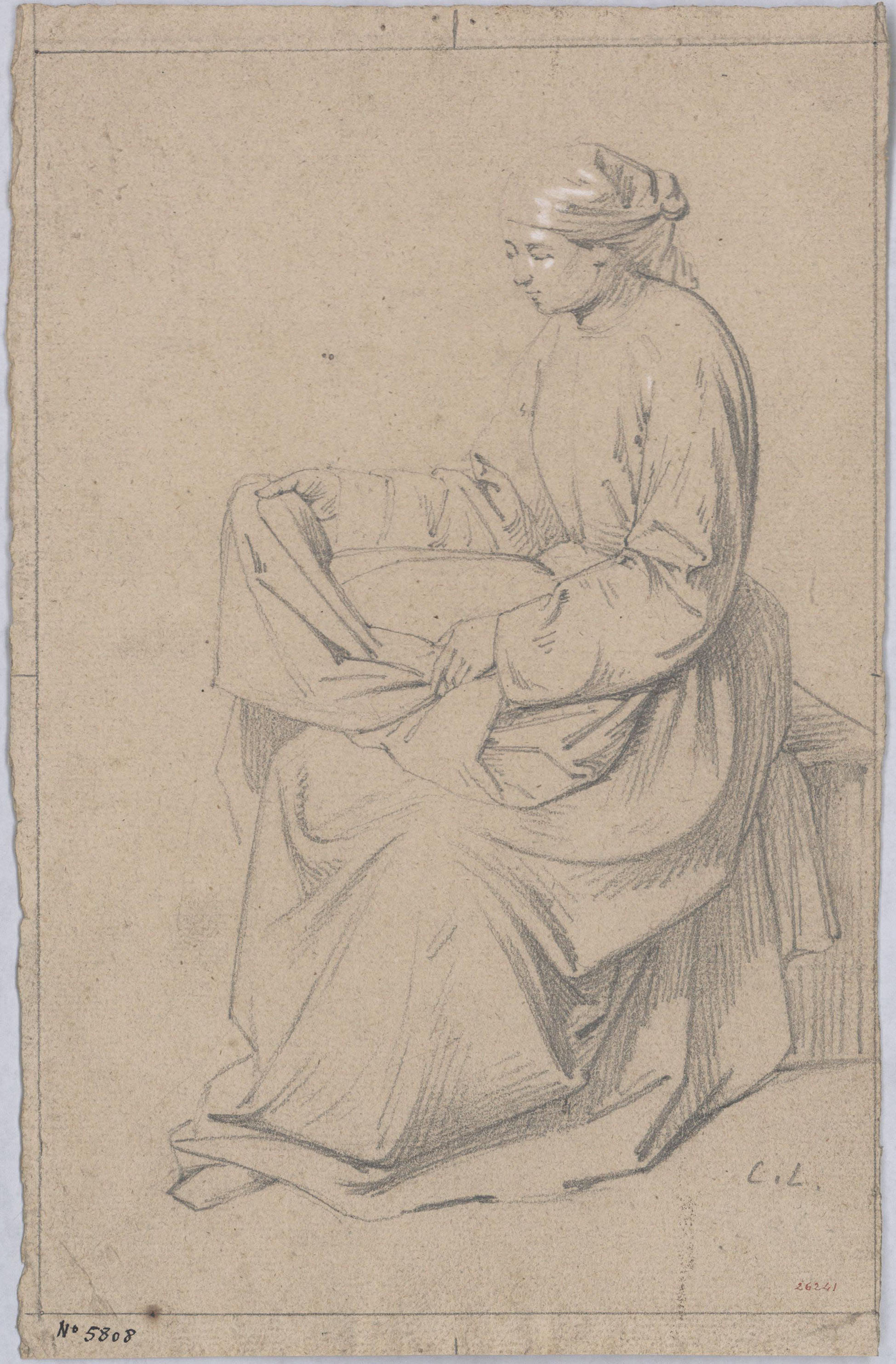 image for: Claudi Lorenzale - Estudi per a una de les escenes del cicle de la Vida de la Mare de Déu per al retaule de l&#039;altar major de la catedral de Solsona - Cap a 1854-1856