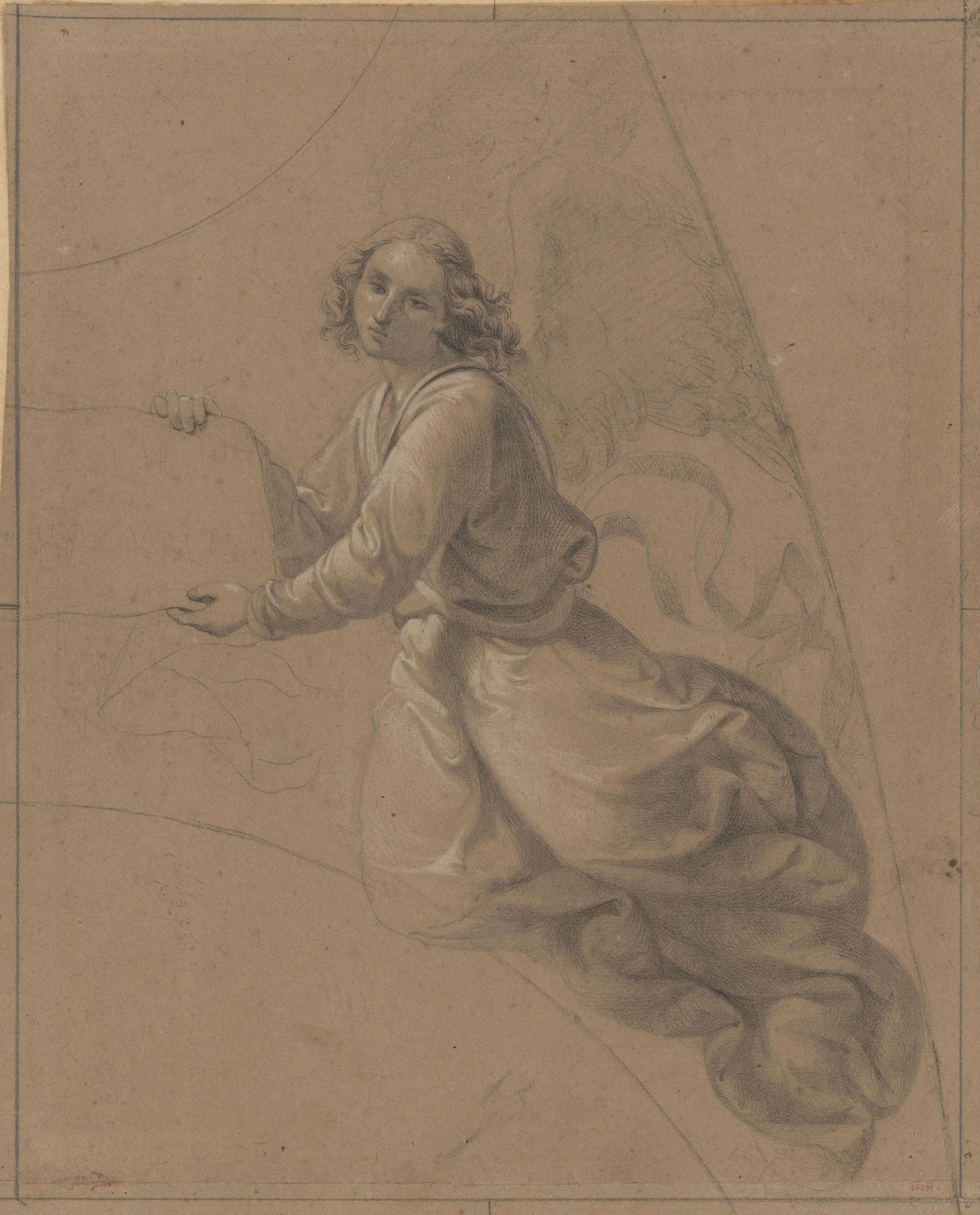 image for: Claudi Lorenzale - Àngel. Còpia d&#039;una pintura mural [?] - Cap a 1839-1840
